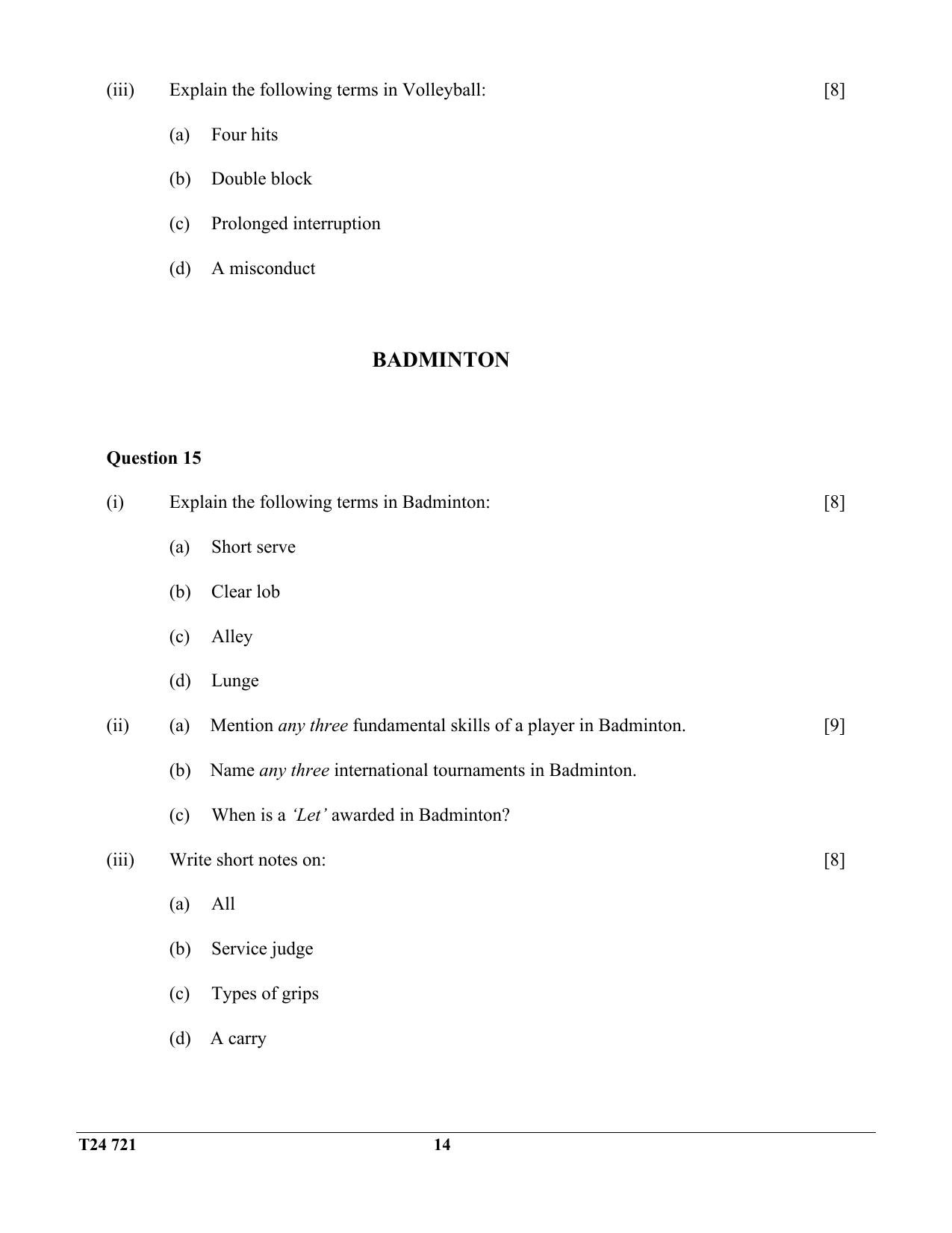 ICSE Class 10 Physical Education 2024 Question Paper - Page 14