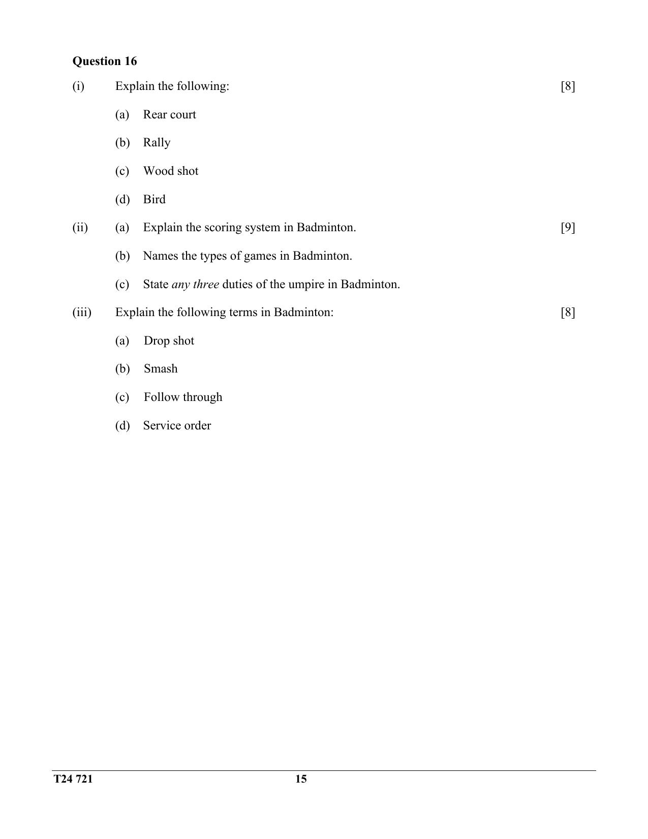 ICSE Class 10 Physical Education 2024 Question Paper - Page 15