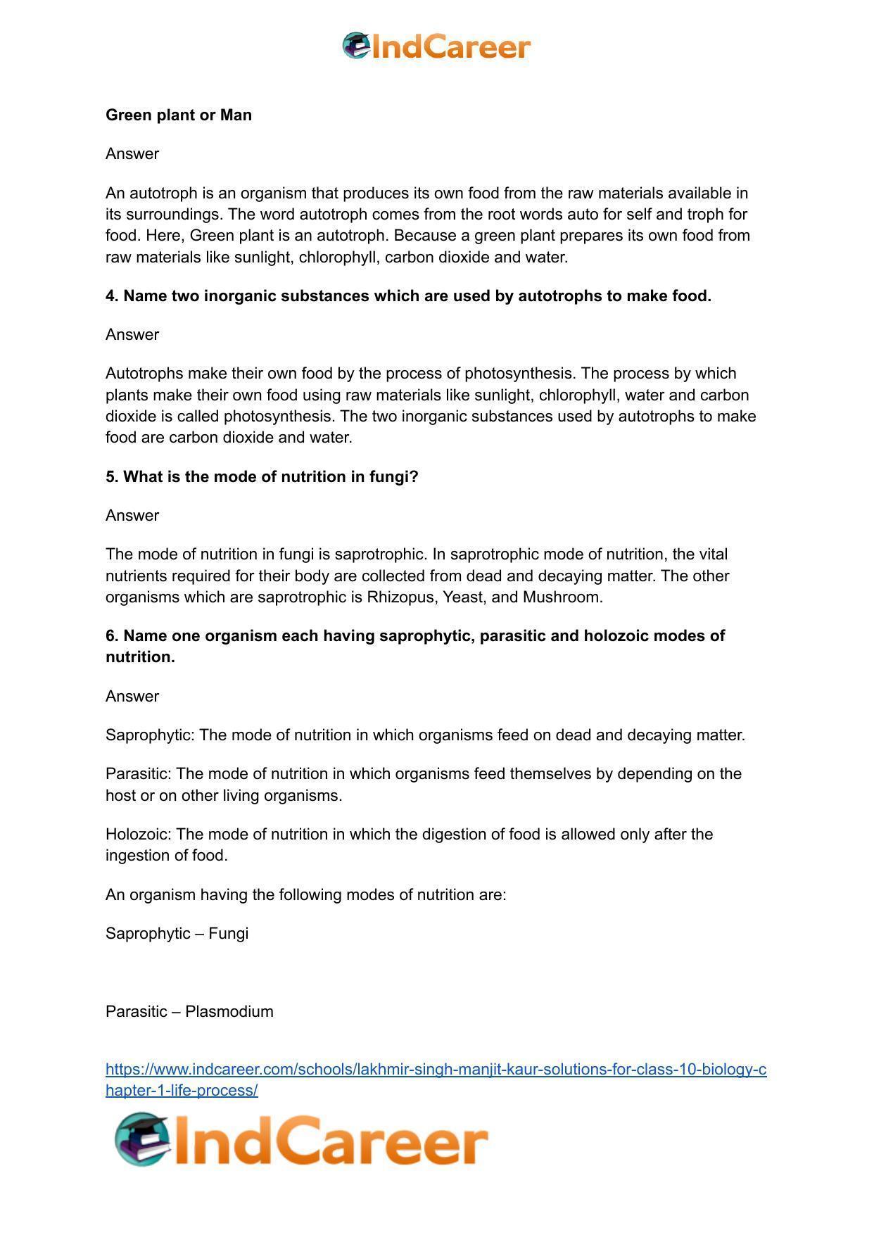Lakhmir Singh Manjit Kaur  Solutions for Class 10 Biology: Chapter 1- Life Process - Page 3