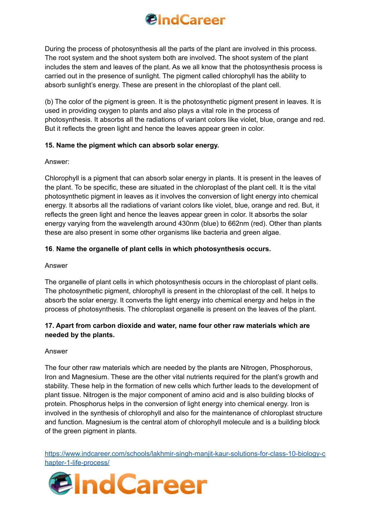 Lakhmir Singh Manjit Kaur  Solutions for Class 10 Biology: Chapter 1- Life Process - Page 6
