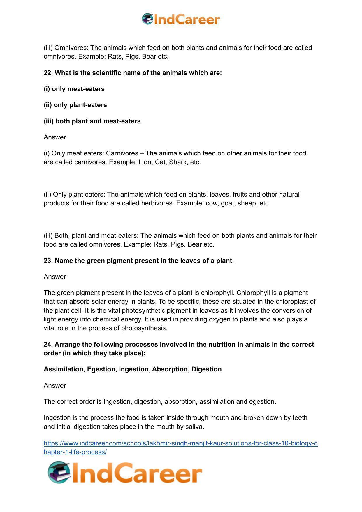 Lakhmir Singh Manjit Kaur  Solutions for Class 10 Biology: Chapter 1- Life Process - Page 8