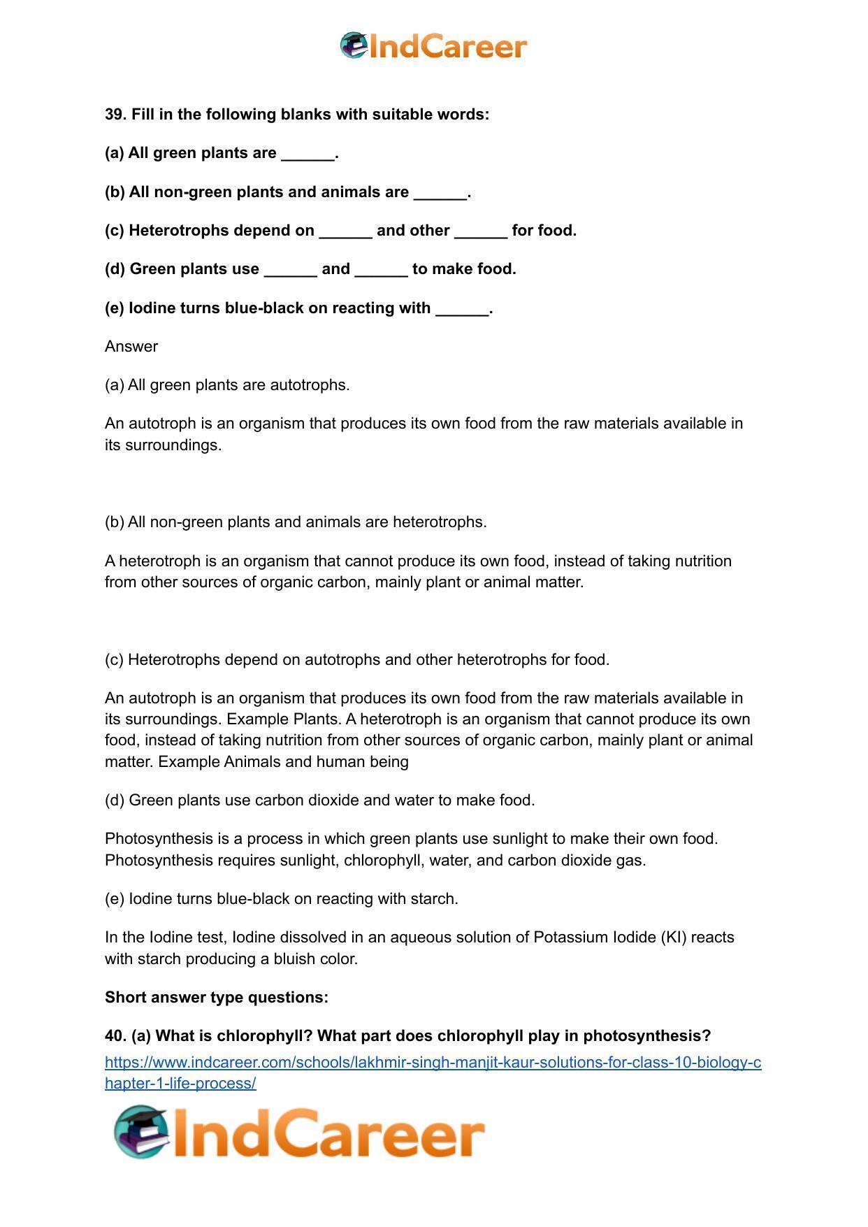 Lakhmir Singh Manjit Kaur  Solutions for Class 10 Biology: Chapter 1- Life Process - Page 12