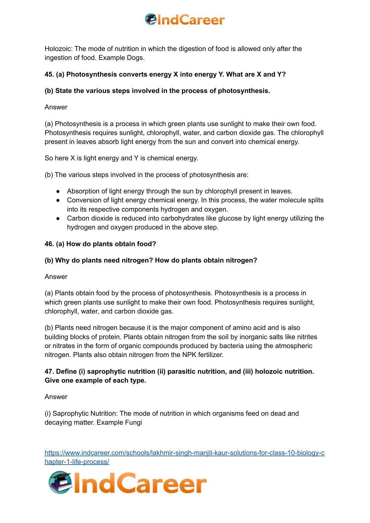 Lakhmir Singh Manjit Kaur  Solutions for Class 10 Biology: Chapter 1- Life Process - Page 15