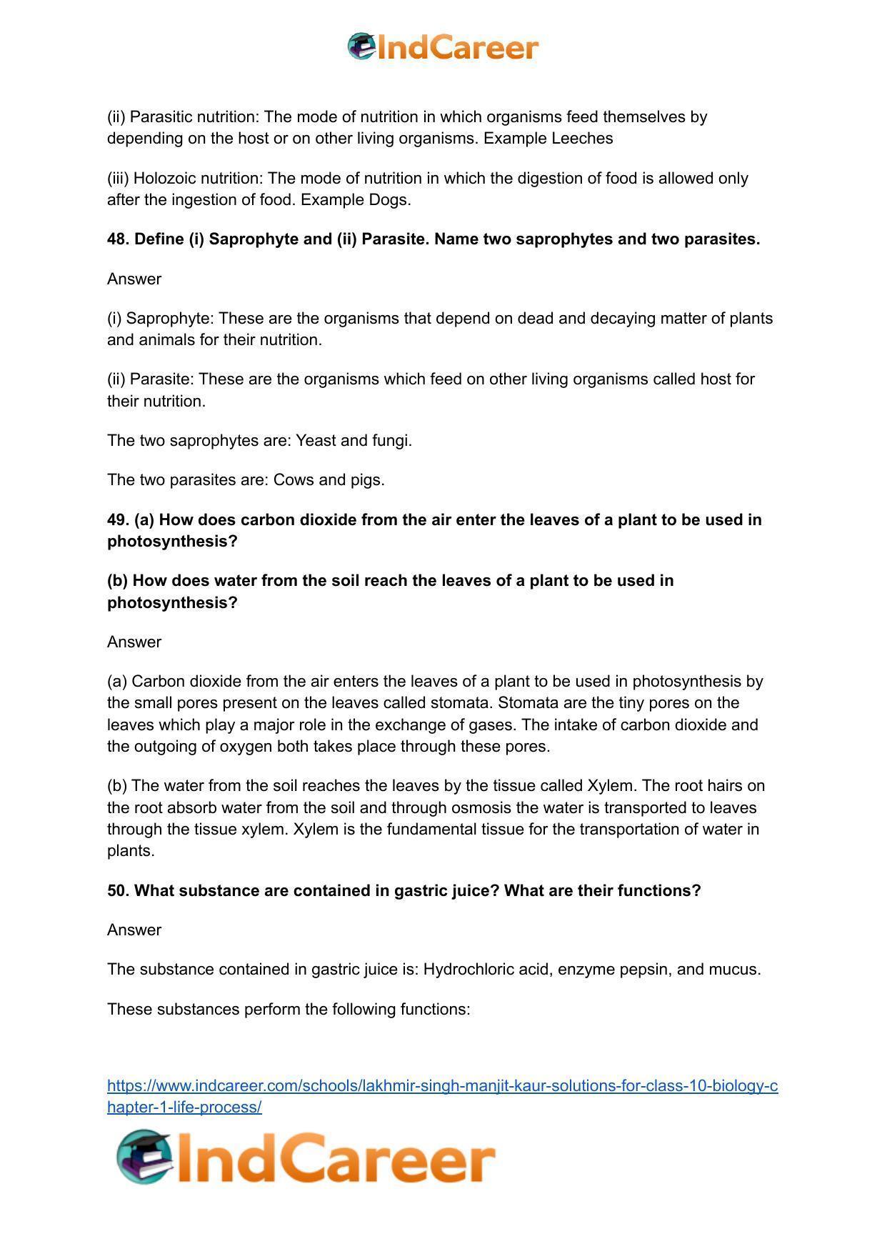 Lakhmir Singh Manjit Kaur  Solutions for Class 10 Biology: Chapter 1- Life Process - Page 16