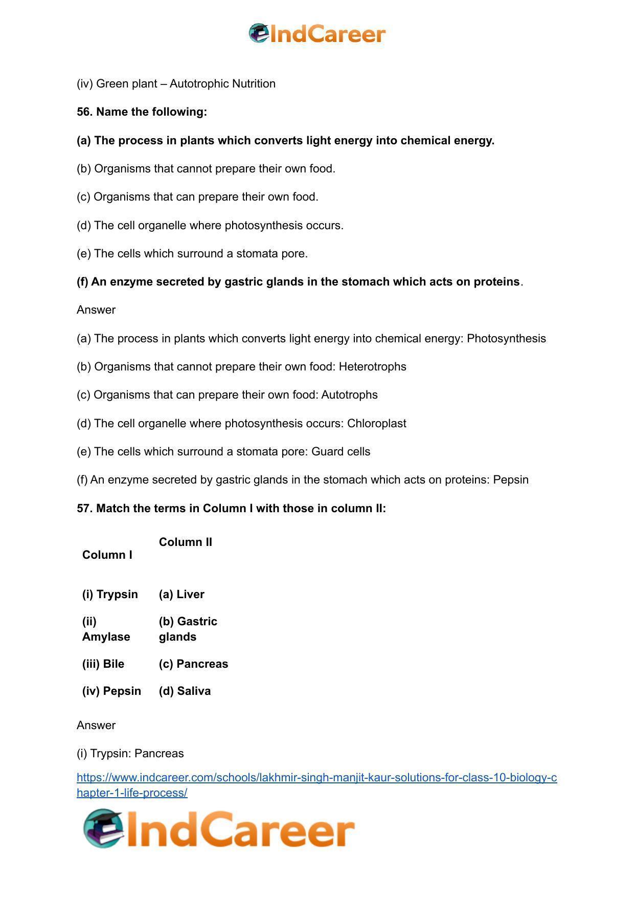 Lakhmir Singh Manjit Kaur  Solutions for Class 10 Biology: Chapter 1- Life Process - Page 19