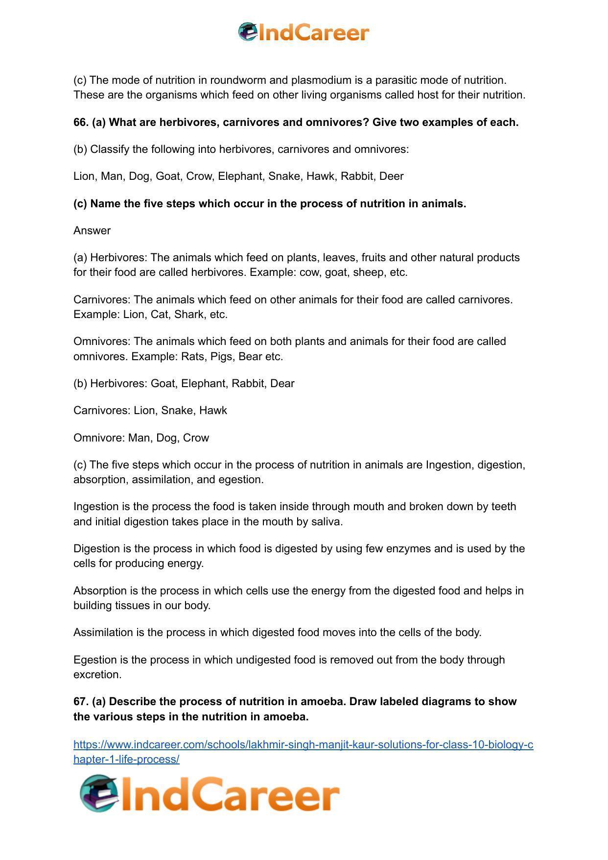 Lakhmir Singh Manjit Kaur  Solutions for Class 10 Biology: Chapter 1- Life Process - Page 26