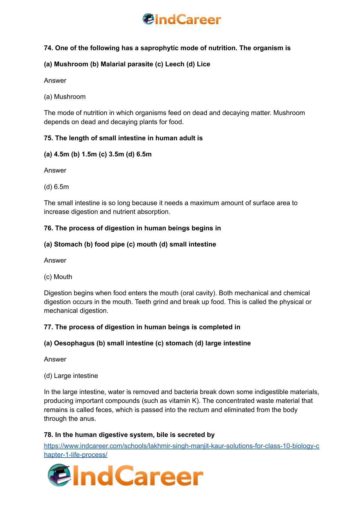 Lakhmir Singh Manjit Kaur  Solutions for Class 10 Biology: Chapter 1- Life Process - Page 33
