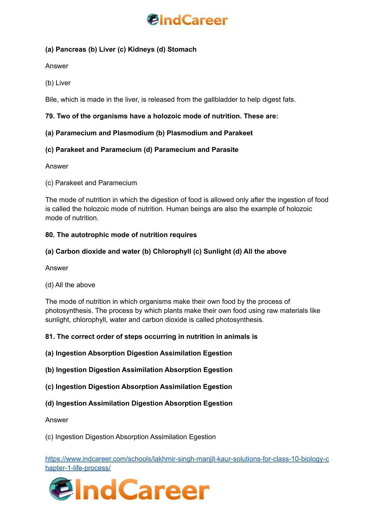 Lakhmir Singh Manjit Kaur  Solutions for Class 10 Biology: Chapter 1- Life Process - Page 34