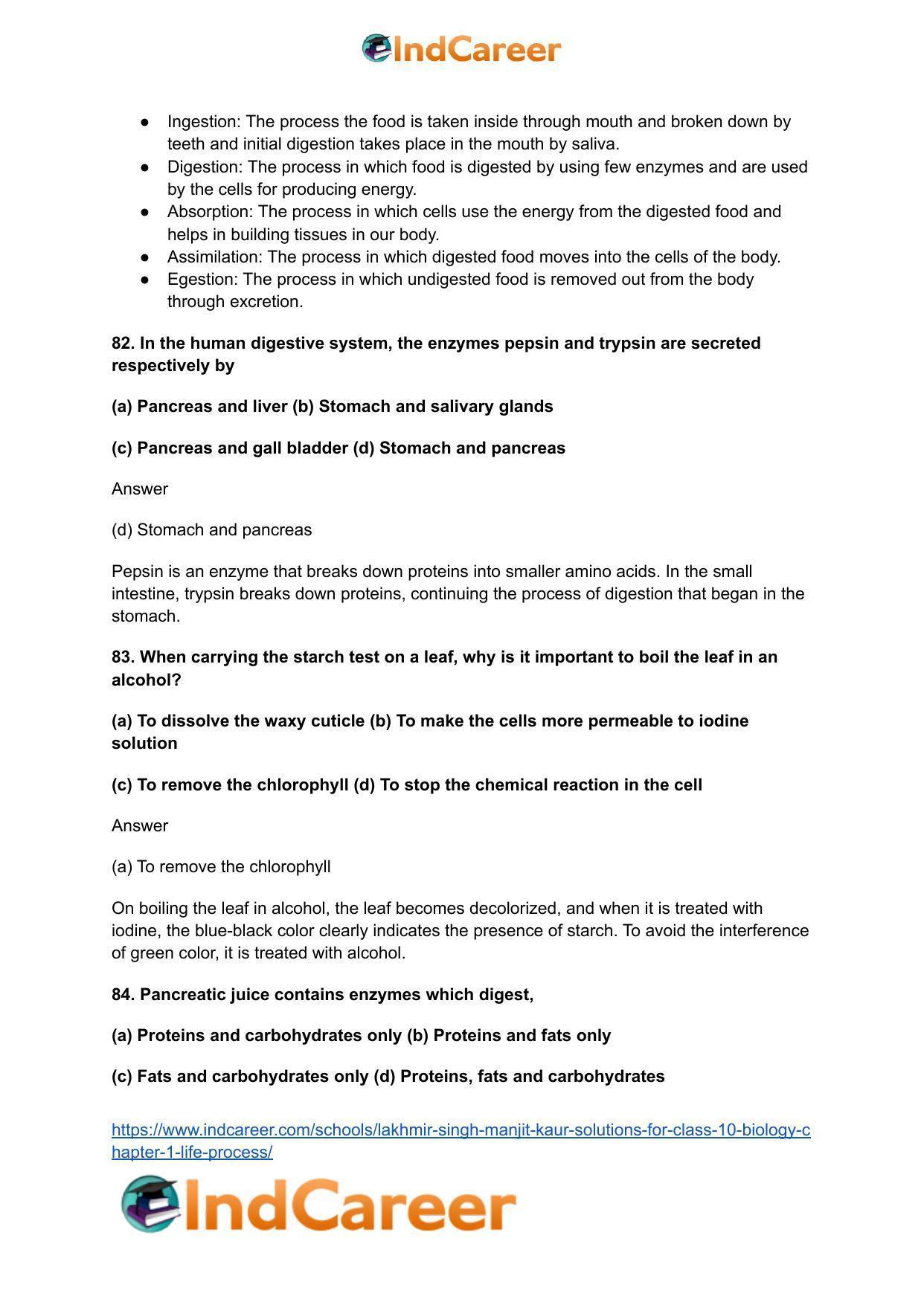 Lakhmir Singh Manjit Kaur  Solutions for Class 10 Biology: Chapter 1- Life Process - Page 35