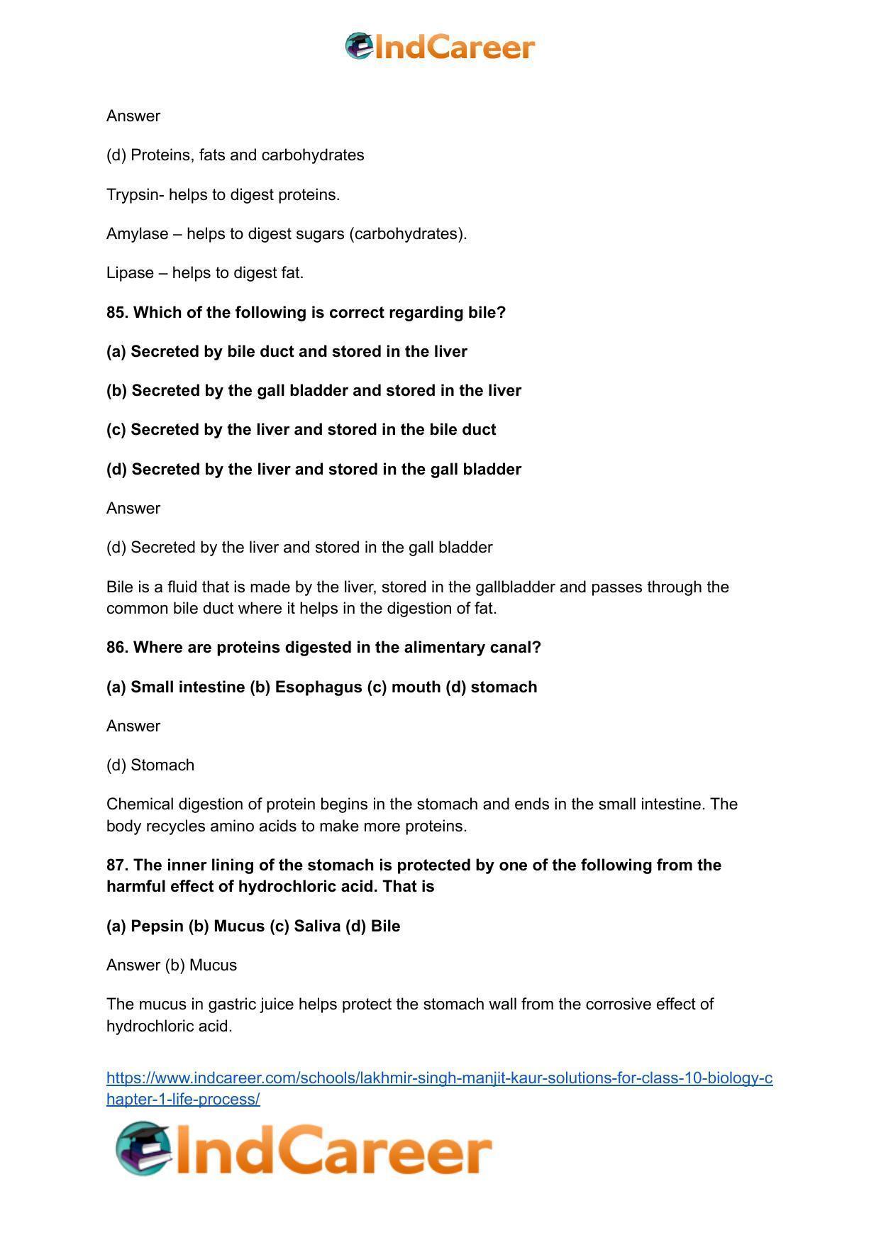 Lakhmir Singh Manjit Kaur  Solutions for Class 10 Biology: Chapter 1- Life Process - Page 36