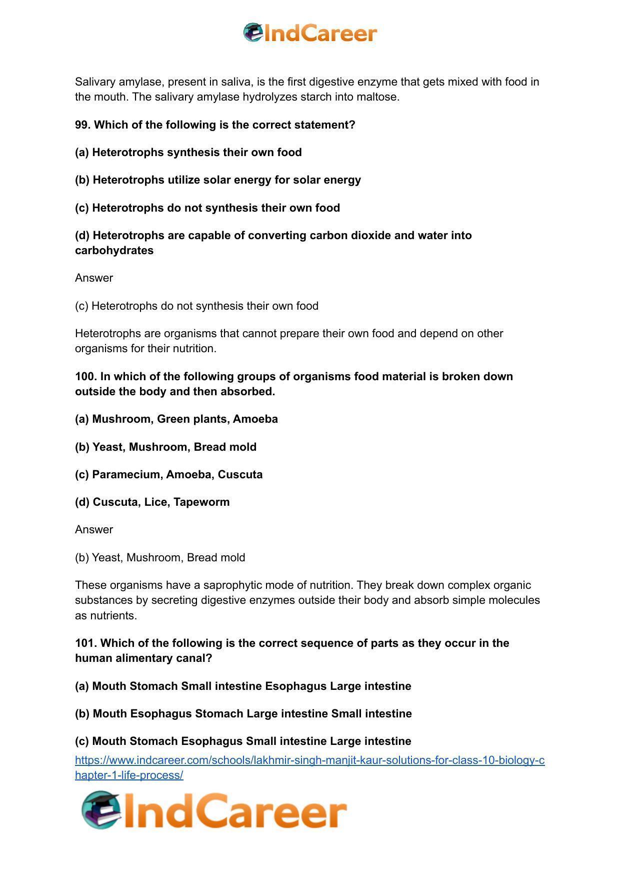 Lakhmir Singh Manjit Kaur  Solutions for Class 10 Biology: Chapter 1- Life Process - Page 40