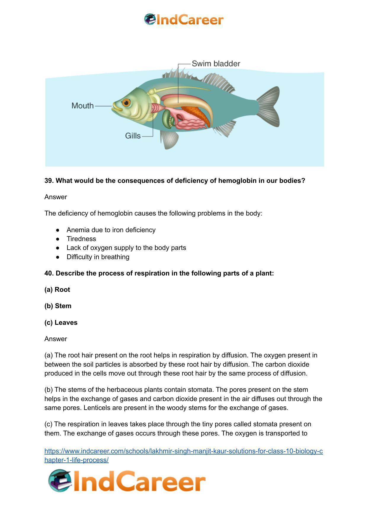 Lakhmir Singh Manjit Kaur  Solutions for Class 10 Biology: Chapter 1- Life Process - Page 58