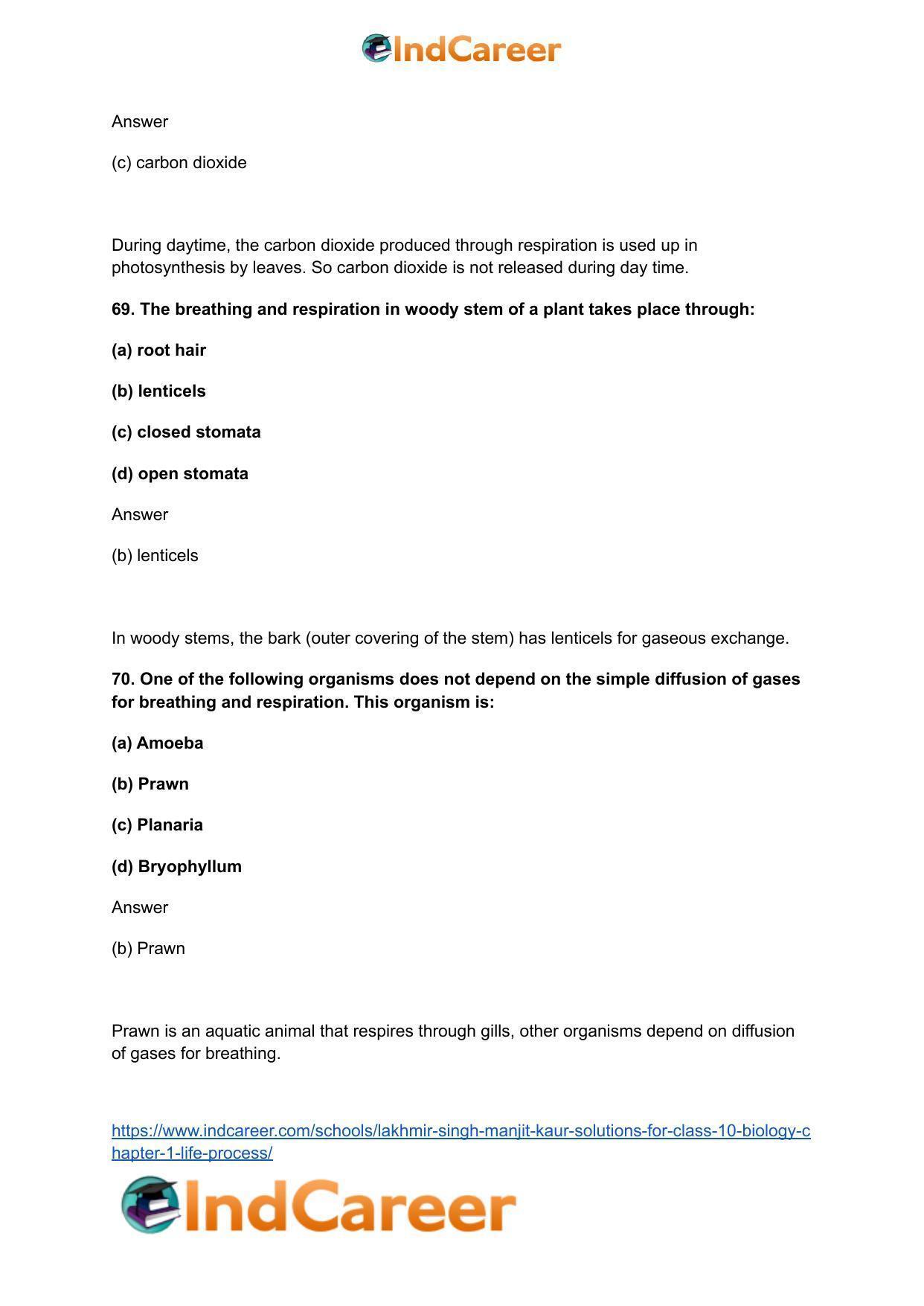 Lakhmir Singh Manjit Kaur  Solutions for Class 10 Biology: Chapter 1- Life Process - Page 72