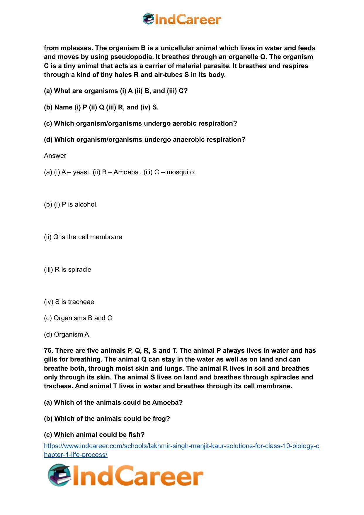 Lakhmir Singh Manjit Kaur  Solutions for Class 10 Biology: Chapter 1- Life Process - Page 75