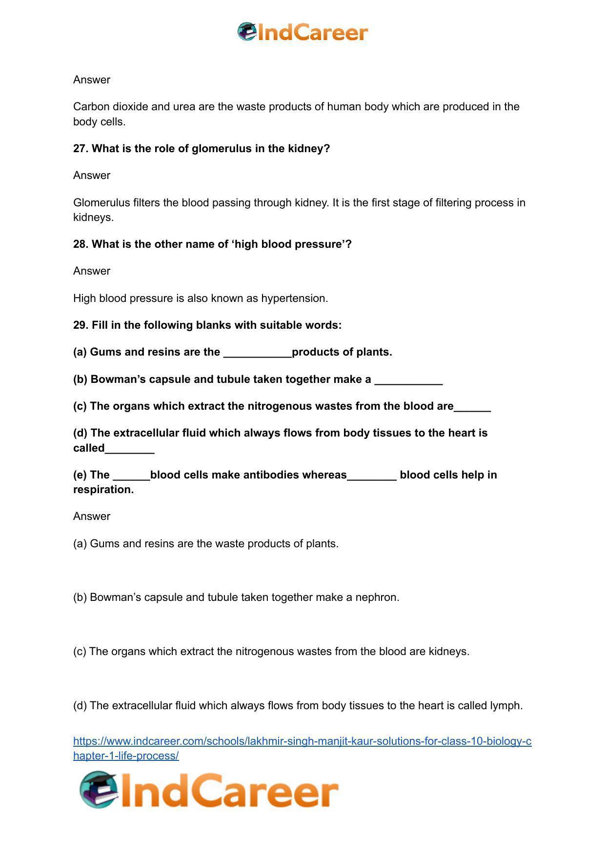 Lakhmir Singh Manjit Kaur  Solutions for Class 10 Biology: Chapter 1- Life Process - Page 84