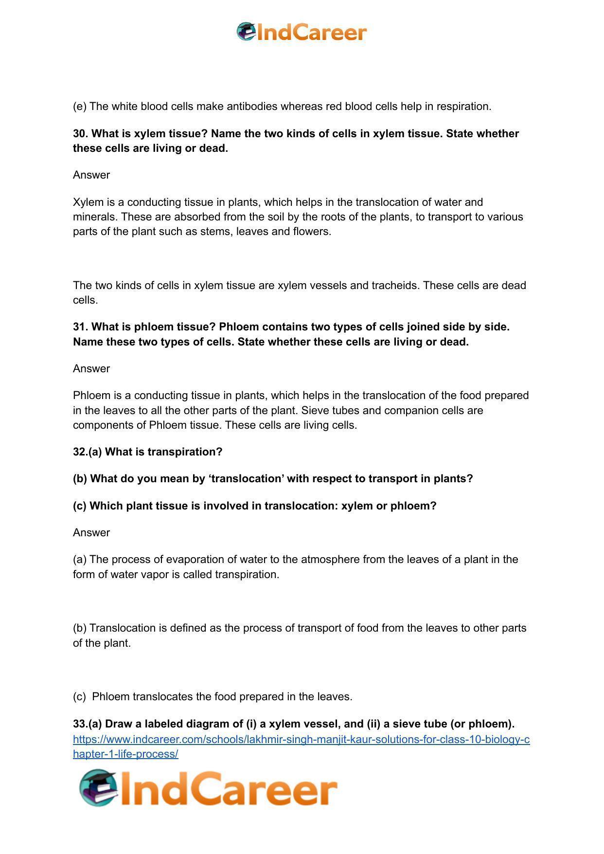 Lakhmir Singh Manjit Kaur  Solutions for Class 10 Biology: Chapter 1- Life Process - Page 85