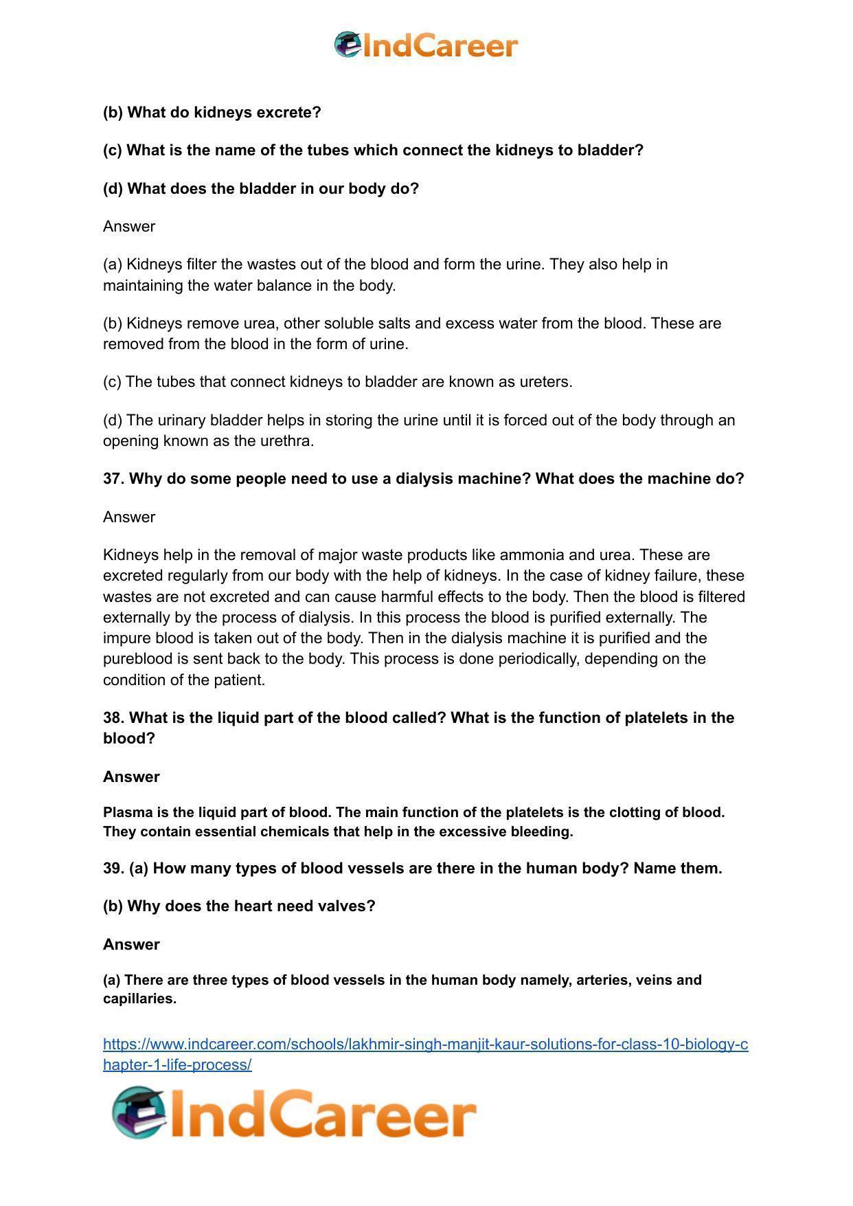 Lakhmir Singh Manjit Kaur  Solutions for Class 10 Biology: Chapter 1- Life Process - Page 88