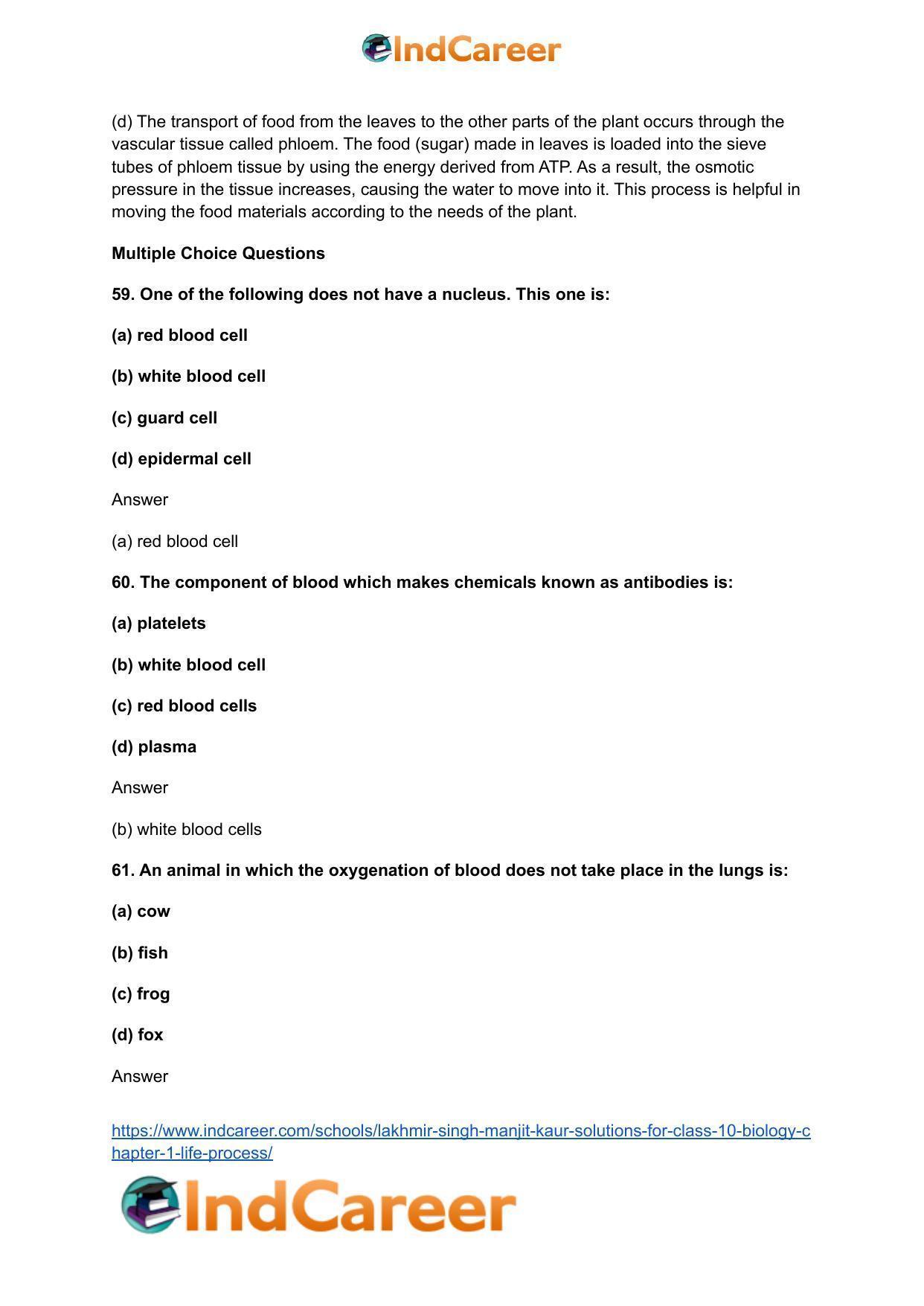 Lakhmir Singh Manjit Kaur  Solutions for Class 10 Biology: Chapter 1- Life Process - Page 102