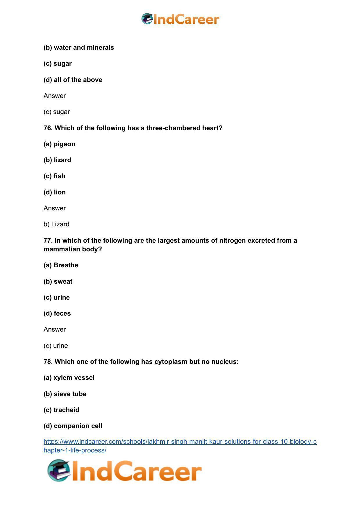 Lakhmir Singh Manjit Kaur  Solutions for Class 10 Biology: Chapter 1- Life Process - Page 107