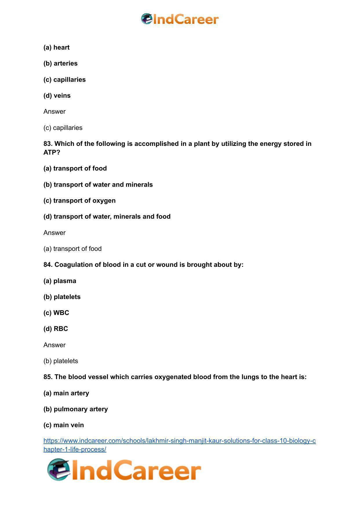 Lakhmir Singh Manjit Kaur  Solutions for Class 10 Biology: Chapter 1- Life Process - Page 109