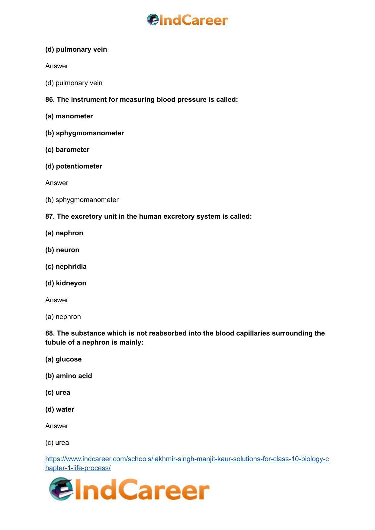 Lakhmir Singh Manjit Kaur  Solutions for Class 10 Biology: Chapter 1- Life Process - Page 110