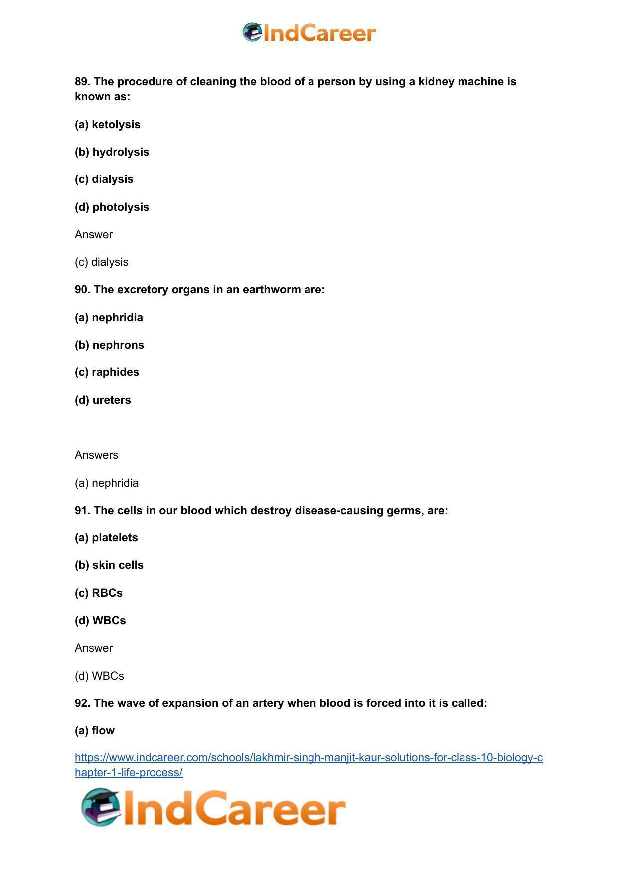 Lakhmir Singh Manjit Kaur  Solutions for Class 10 Biology: Chapter 1- Life Process - Page 111
