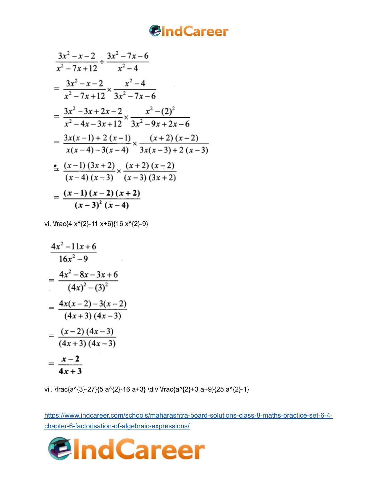 Maharashtra Board Solutions Class 8-Maths (Practice Set 6.4): Chapter 6- Factorisation of Algebraic Expressions - Page 5