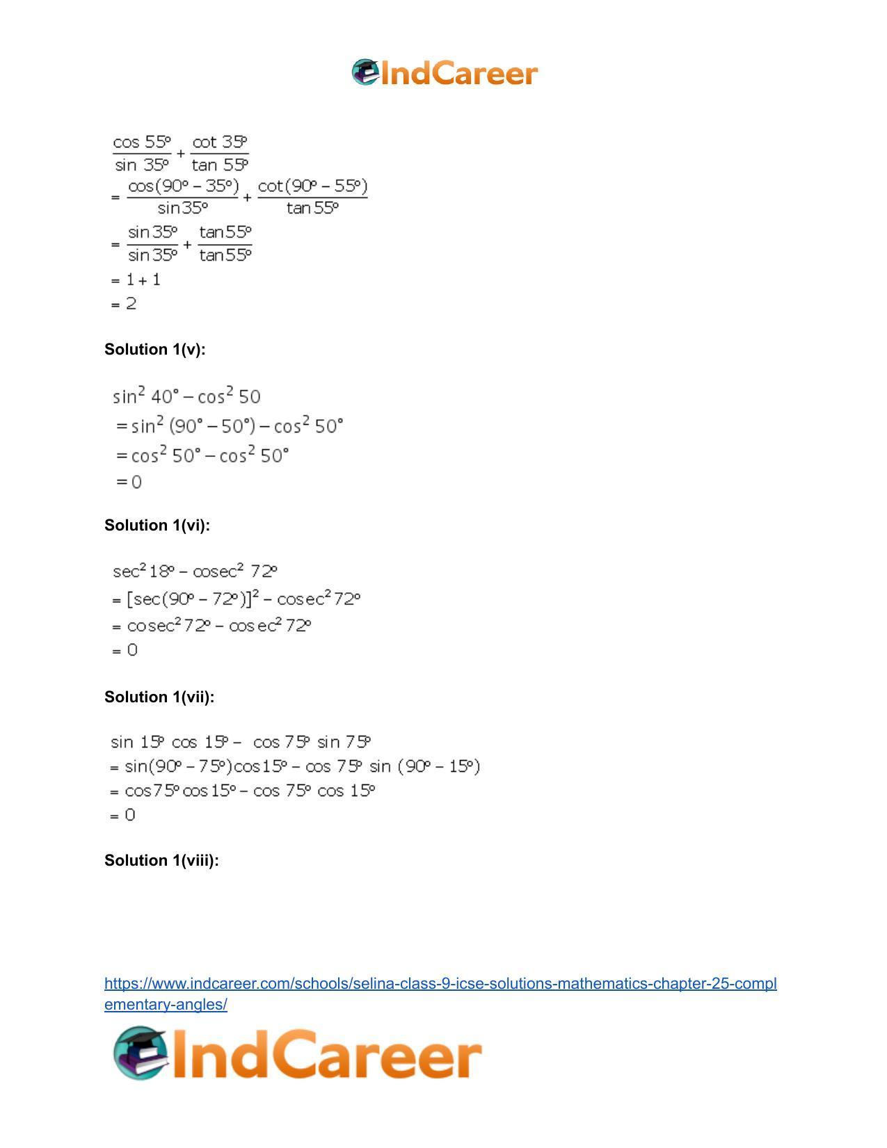 Selina Class 9 ICSE Solutions Mathematics : Chapter 25- Complementary Angles - Page 3