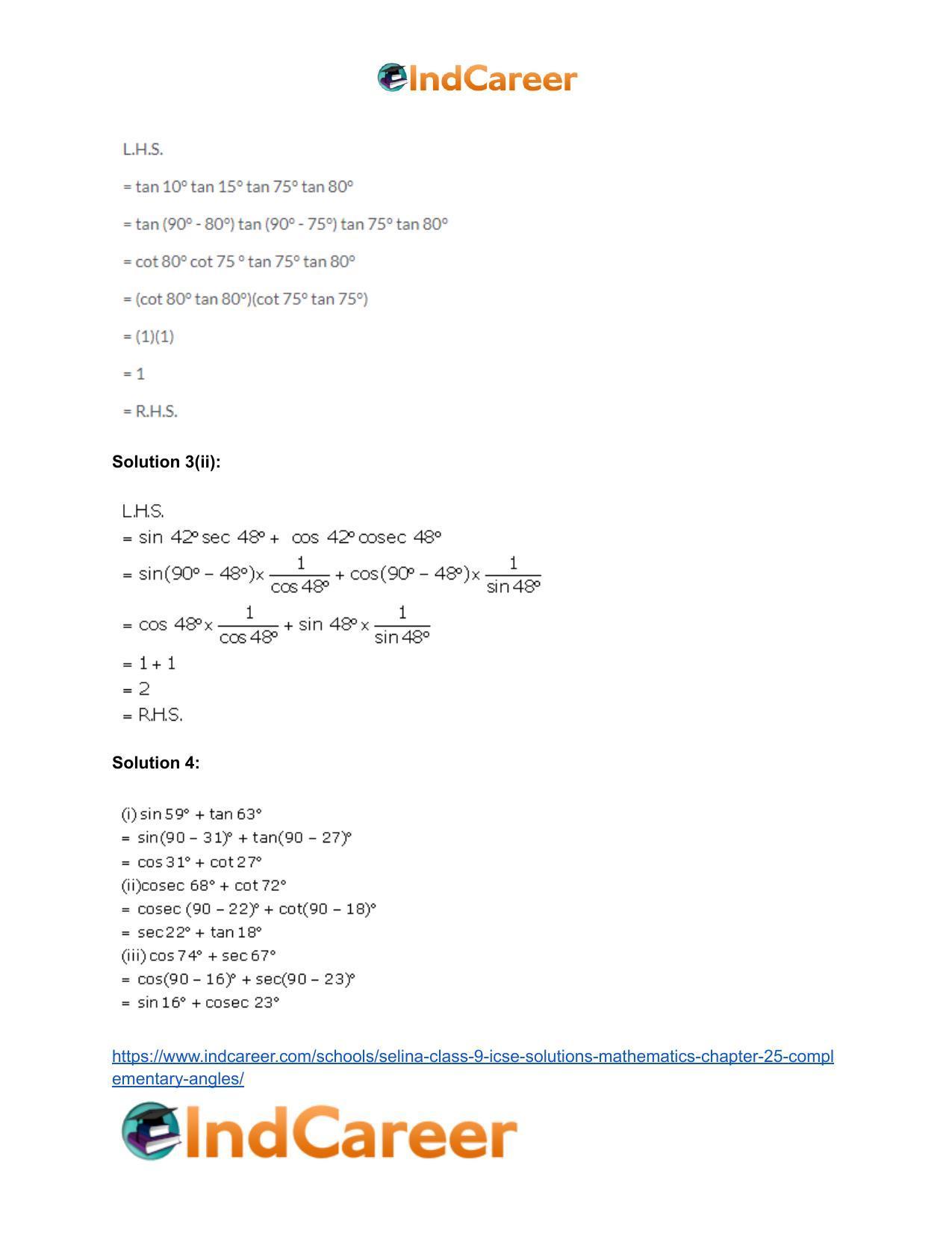 Selina Class 9 ICSE Solutions Mathematics : Chapter 25- Complementary Angles - Page 6