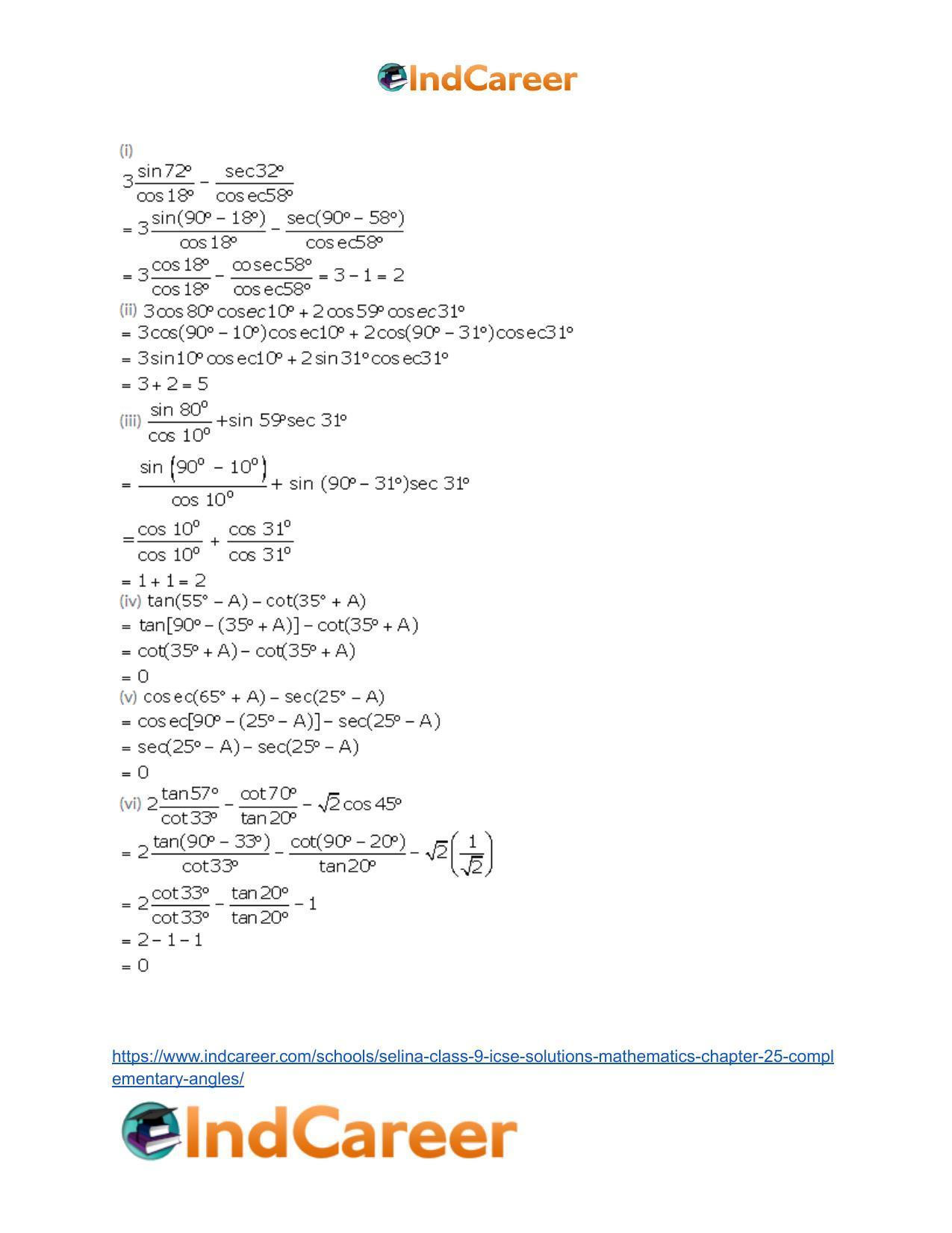 Selina Class 9 ICSE Solutions Mathematics : Chapter 25- Complementary Angles - Page 8
