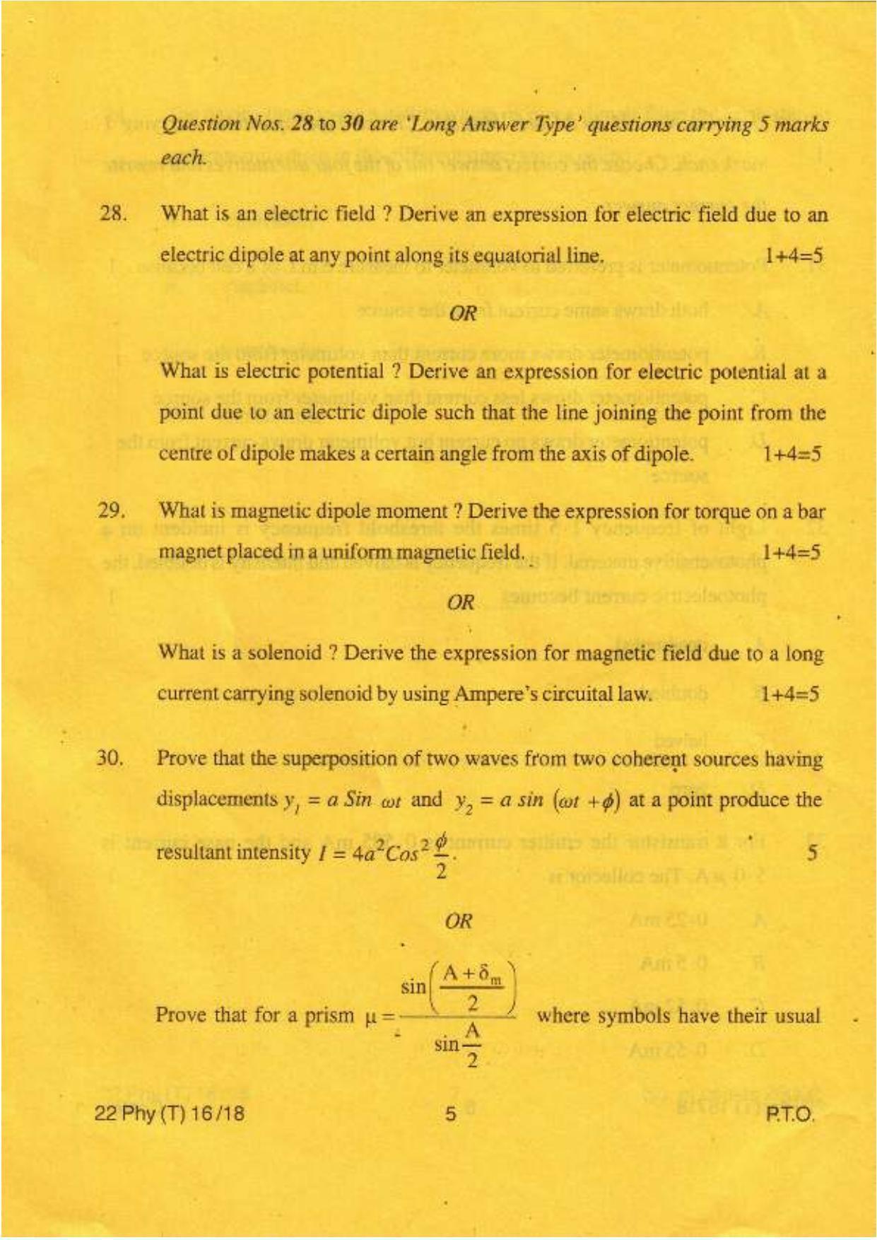 COHSEM Class 12 Physics 2018 Question Papers - Page 5