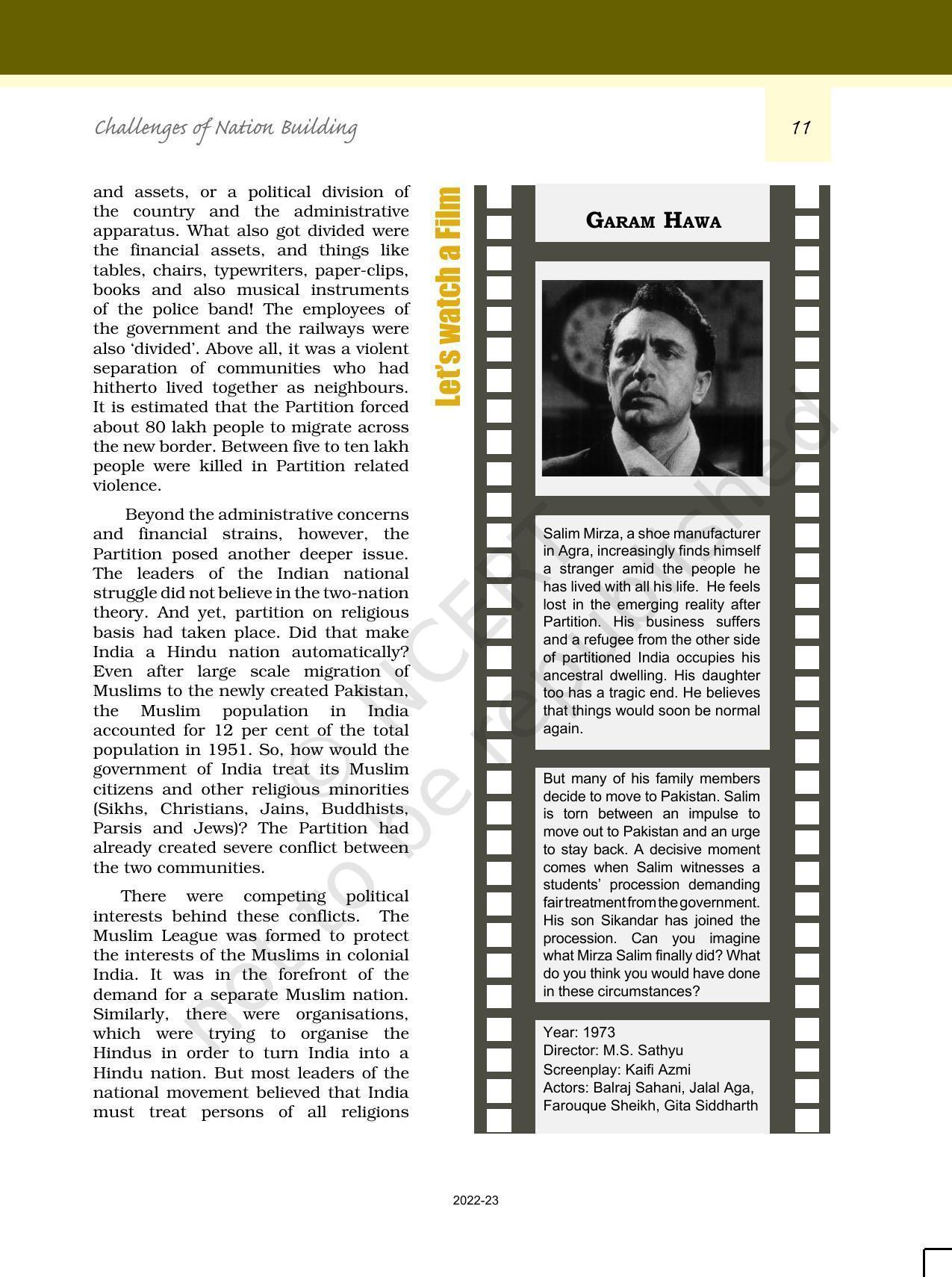 NCERT Book for Class 12 Political Science (Politics In India Since Independence) Chapter 1 Challenges of Nation BuildingNCERT Book for Class 12 Political Science (Politics In India Since Independence) Chapter 1 Challenges of Nation Building - Page 10