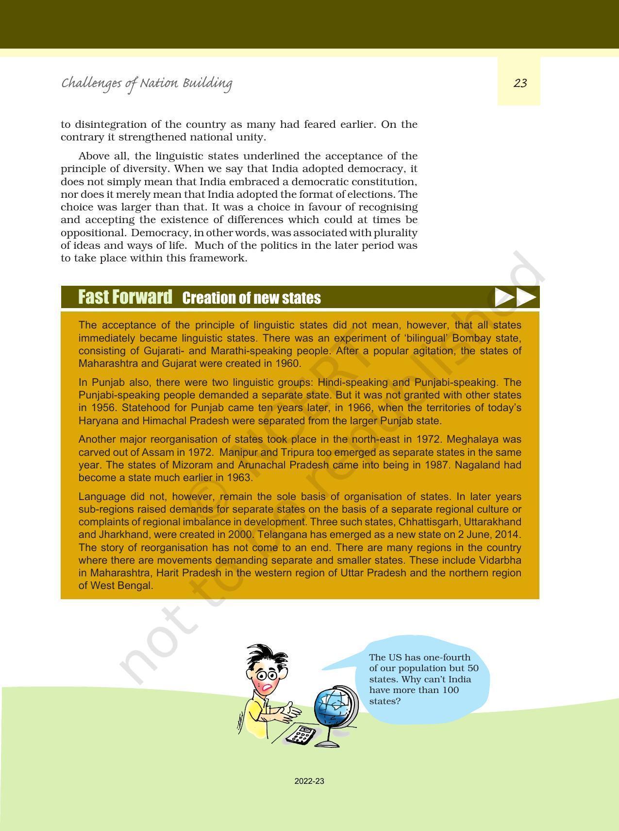 NCERT Book for Class 12 Political Science (Politics In India Since Independence) Chapter 1 Challenges of Nation BuildingNCERT Book for Class 12 Political Science (Politics In India Since Independence) Chapter 1 Challenges of Nation Building - Page 22