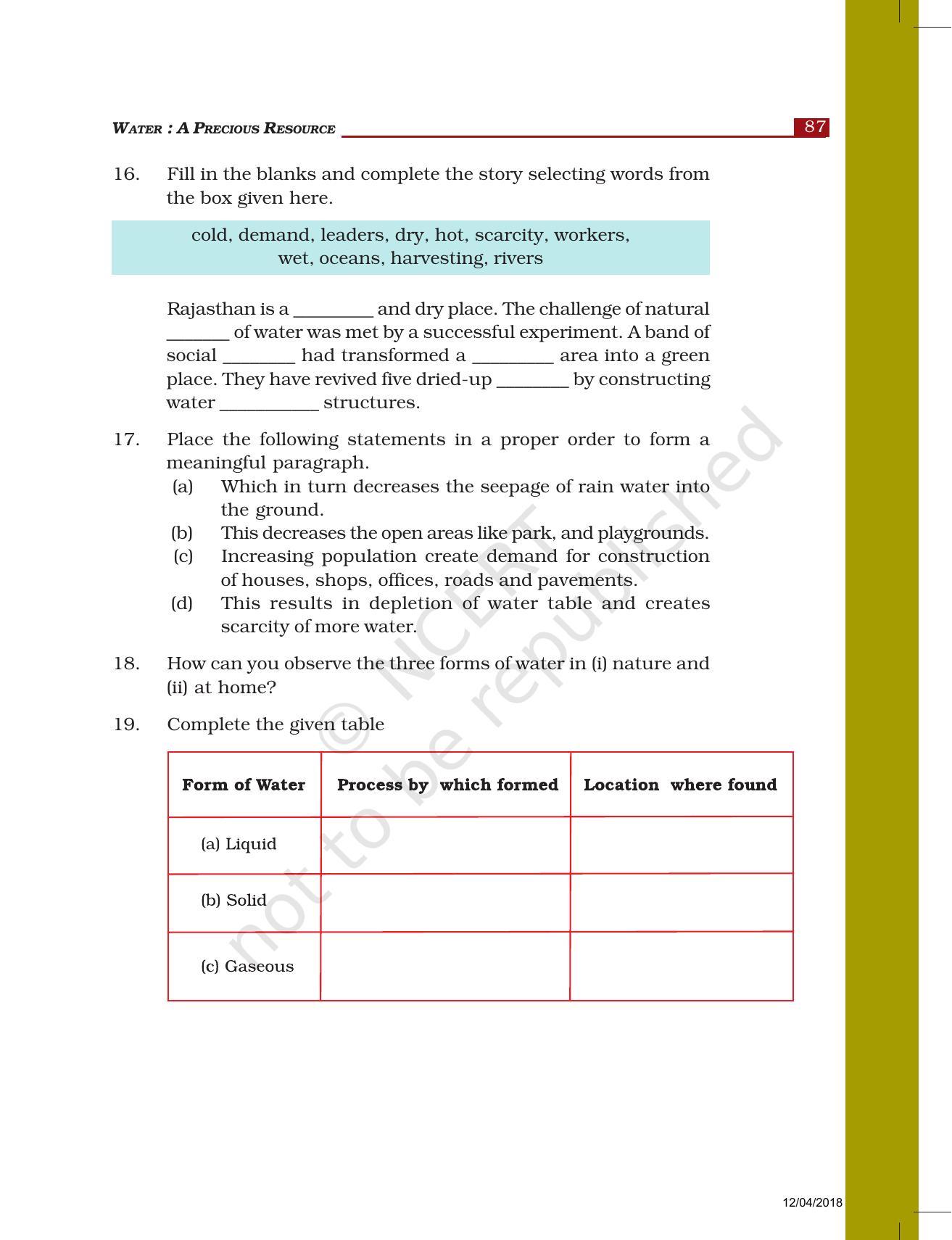 NCERT Exemplar Book for Class 7 Science: Chapter 16-Water: A Precious Resource - Page 4