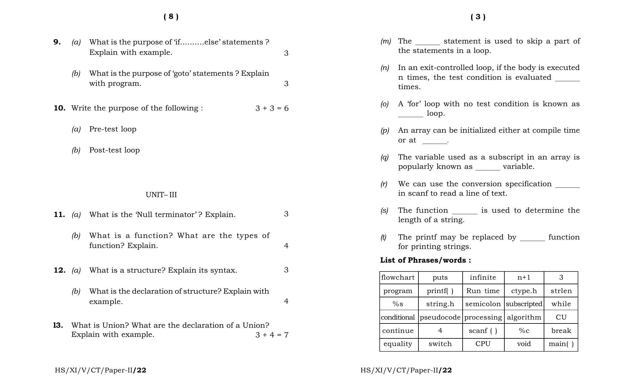 Meghalaya Board (MBOSE) Class 11 Computer Technique Paper II (theory) 2022 Question Paper - Page 2