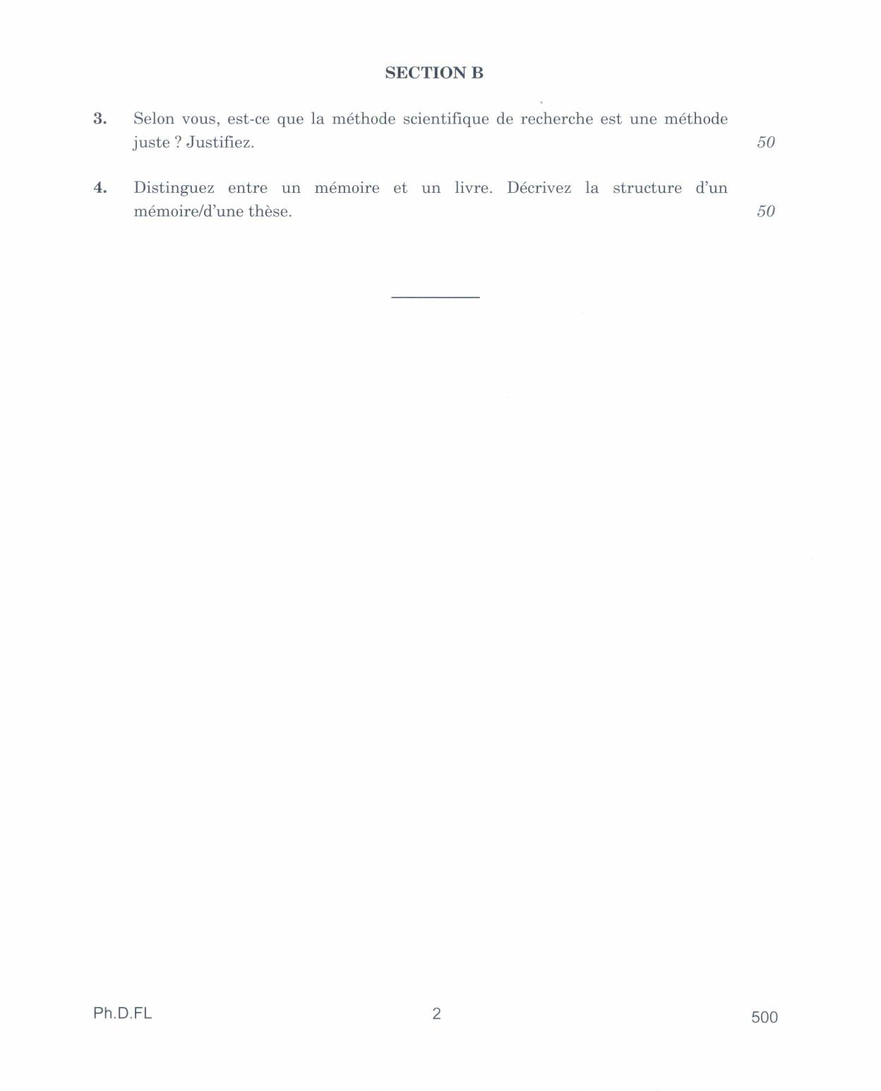 IGNOU PhD Entrance Test Ph.D. (French) 2017 Question Paper - Page 2