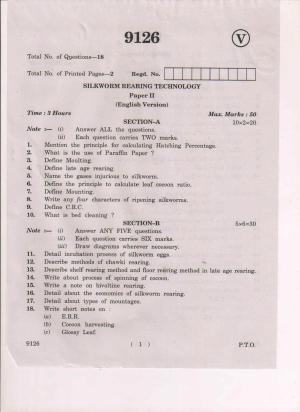 AP Inter 2nd Year Silkworm Rearing Technology-II March-2019-Vocational Question Paper