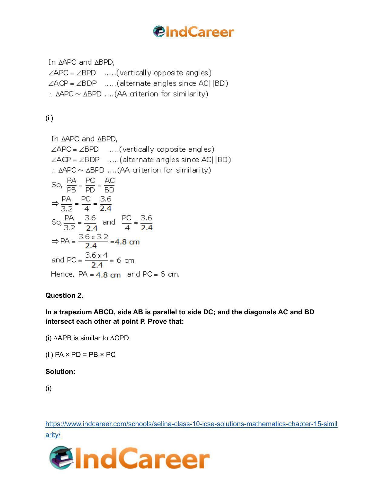 Selina Class 10 ICSE Solutions Mathematics : Chapter 15- Similarity - Page 3