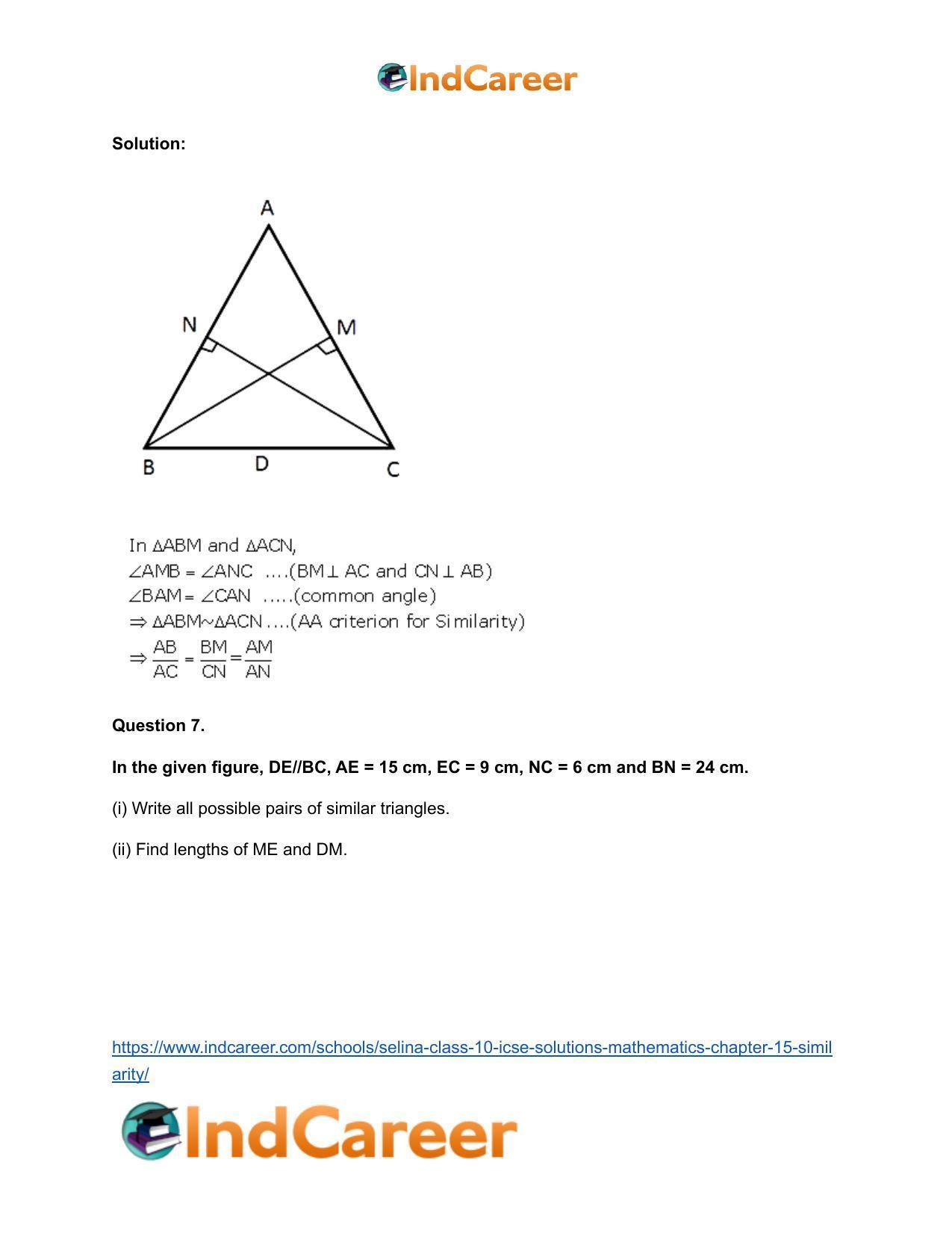 Selina Class 10 ICSE Solutions Mathematics : Chapter 15- Similarity - Page 11