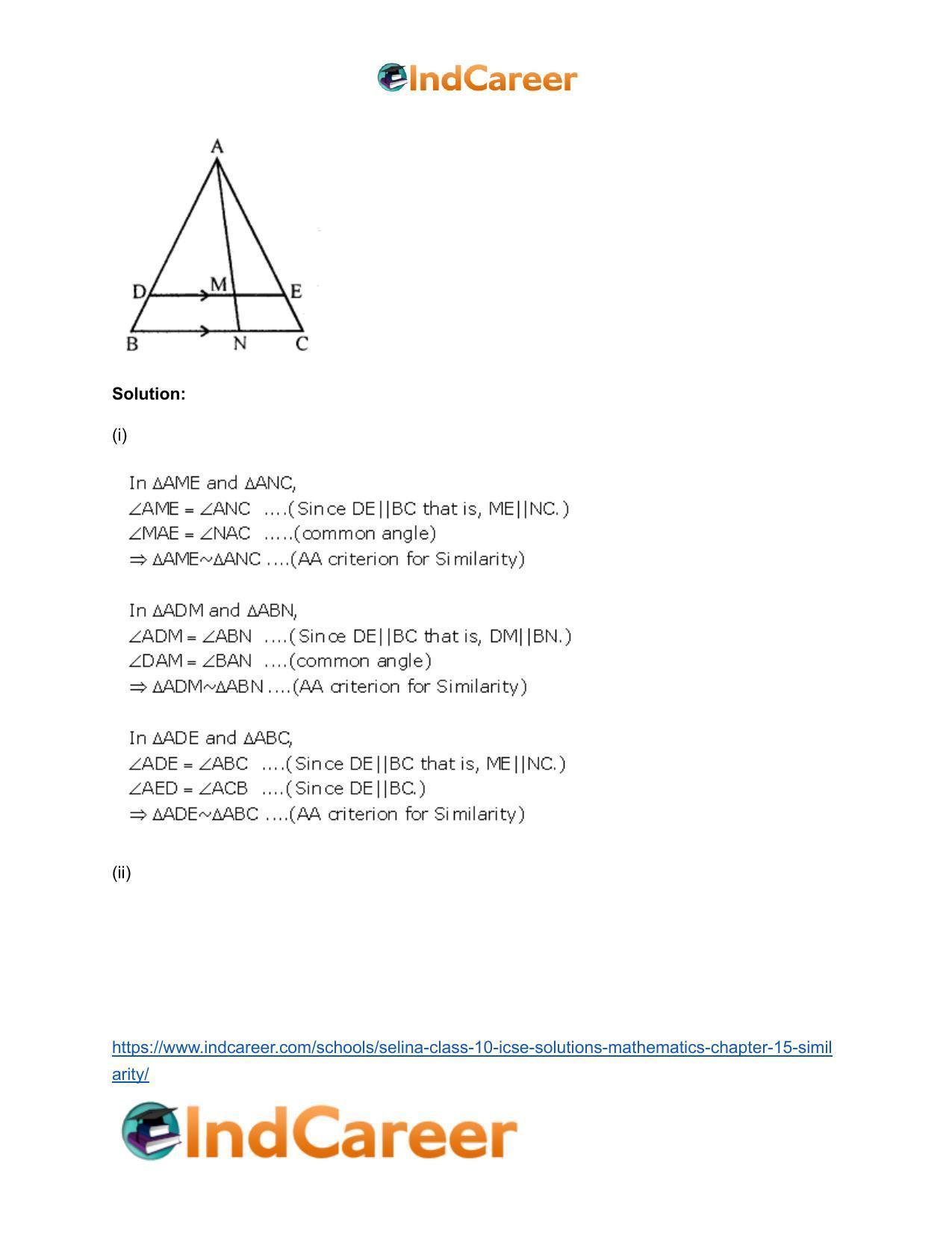 Selina Class 10 ICSE Solutions Mathematics : Chapter 15- Similarity - Page 12