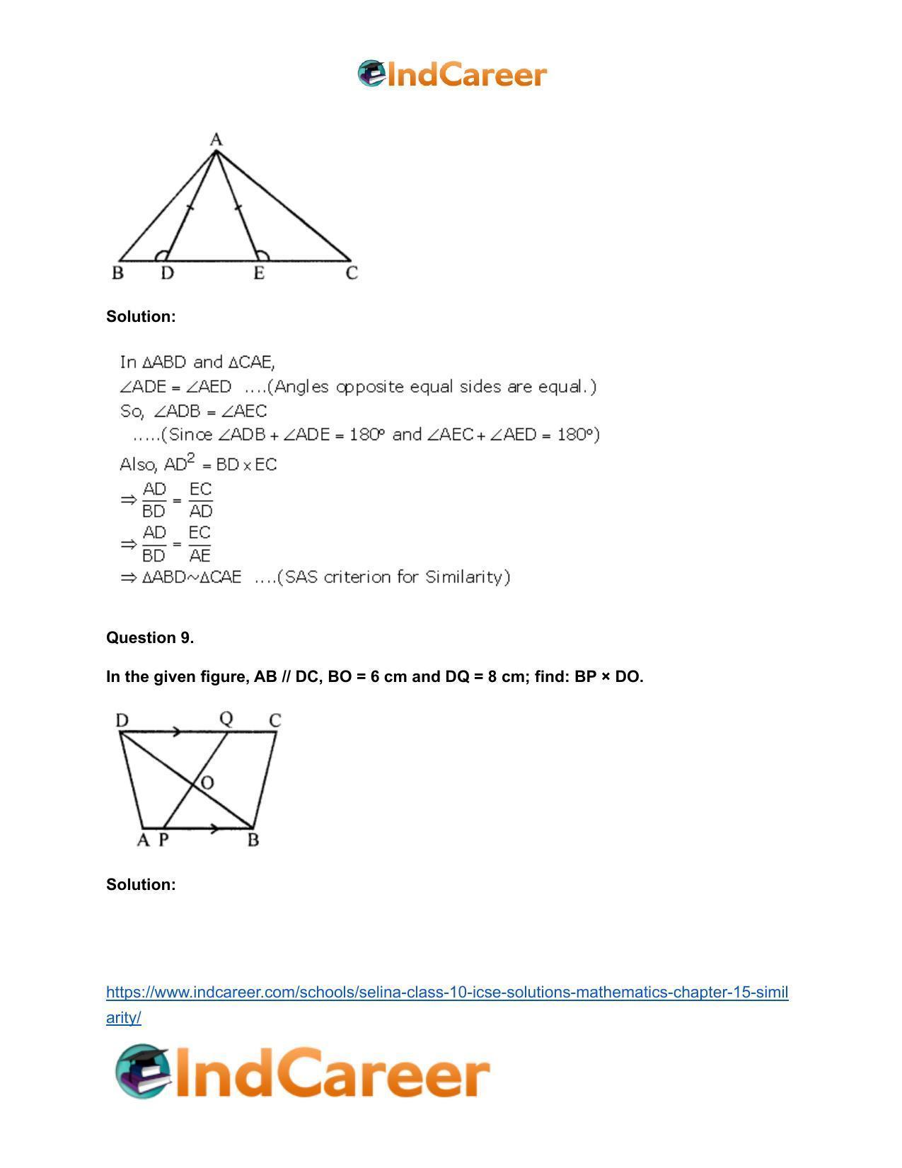 Selina Class 10 ICSE Solutions Mathematics : Chapter 15- Similarity - Page 14