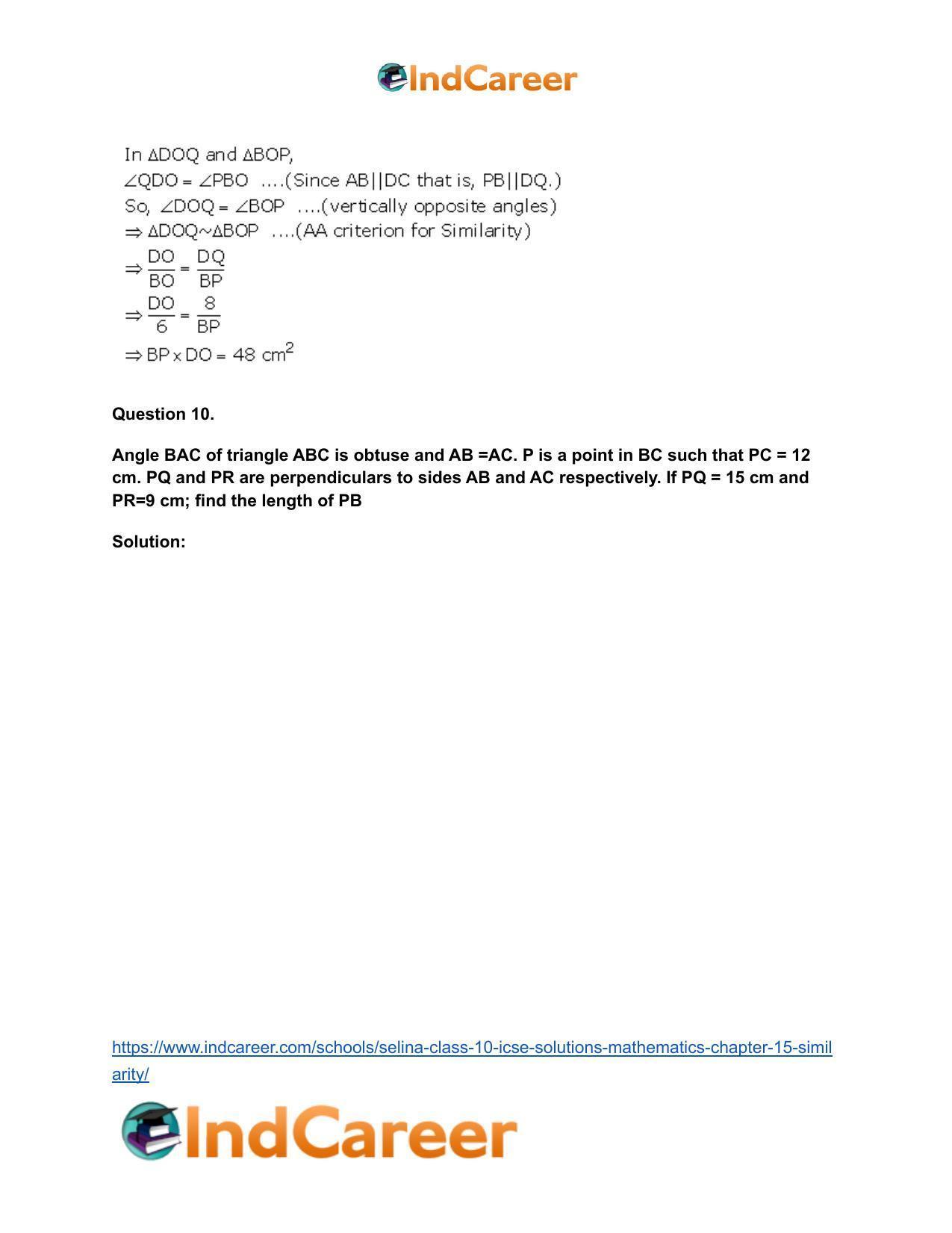 Selina Class 10 ICSE Solutions Mathematics : Chapter 15- Similarity - Page 15