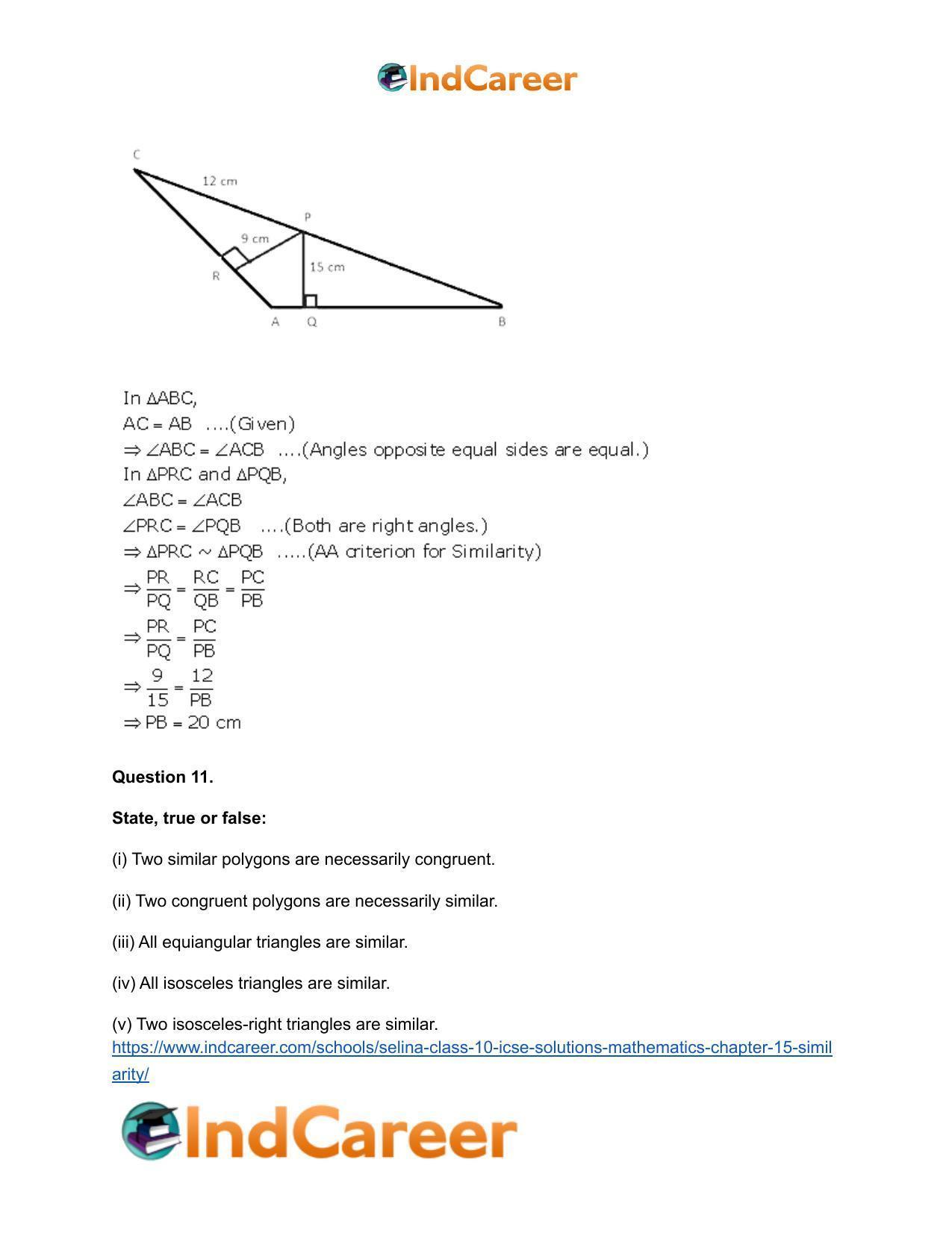 Selina Class 10 ICSE Solutions Mathematics : Chapter 15- Similarity - Page 16