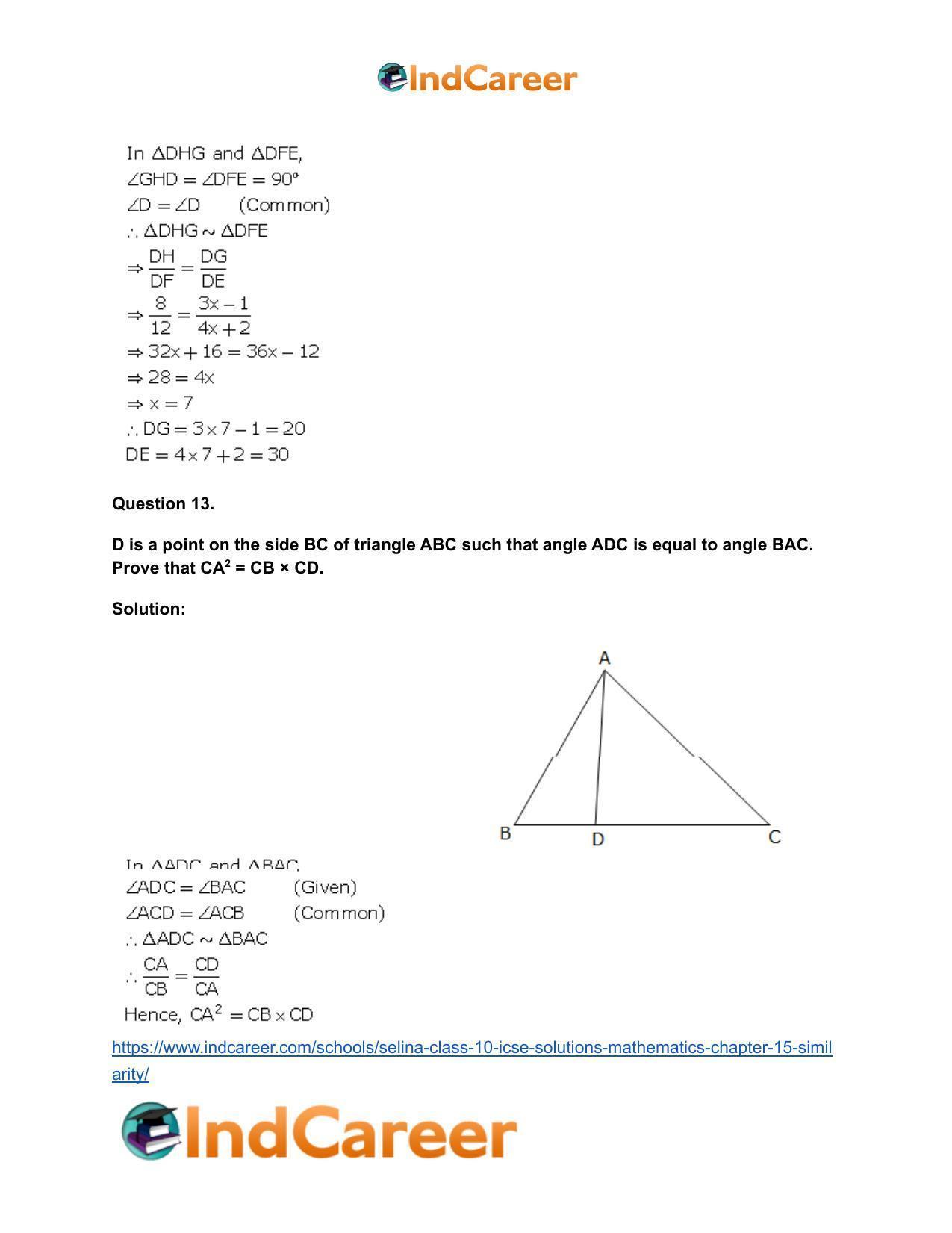 Selina Class 10 ICSE Solutions Mathematics : Chapter 15- Similarity - Page 18