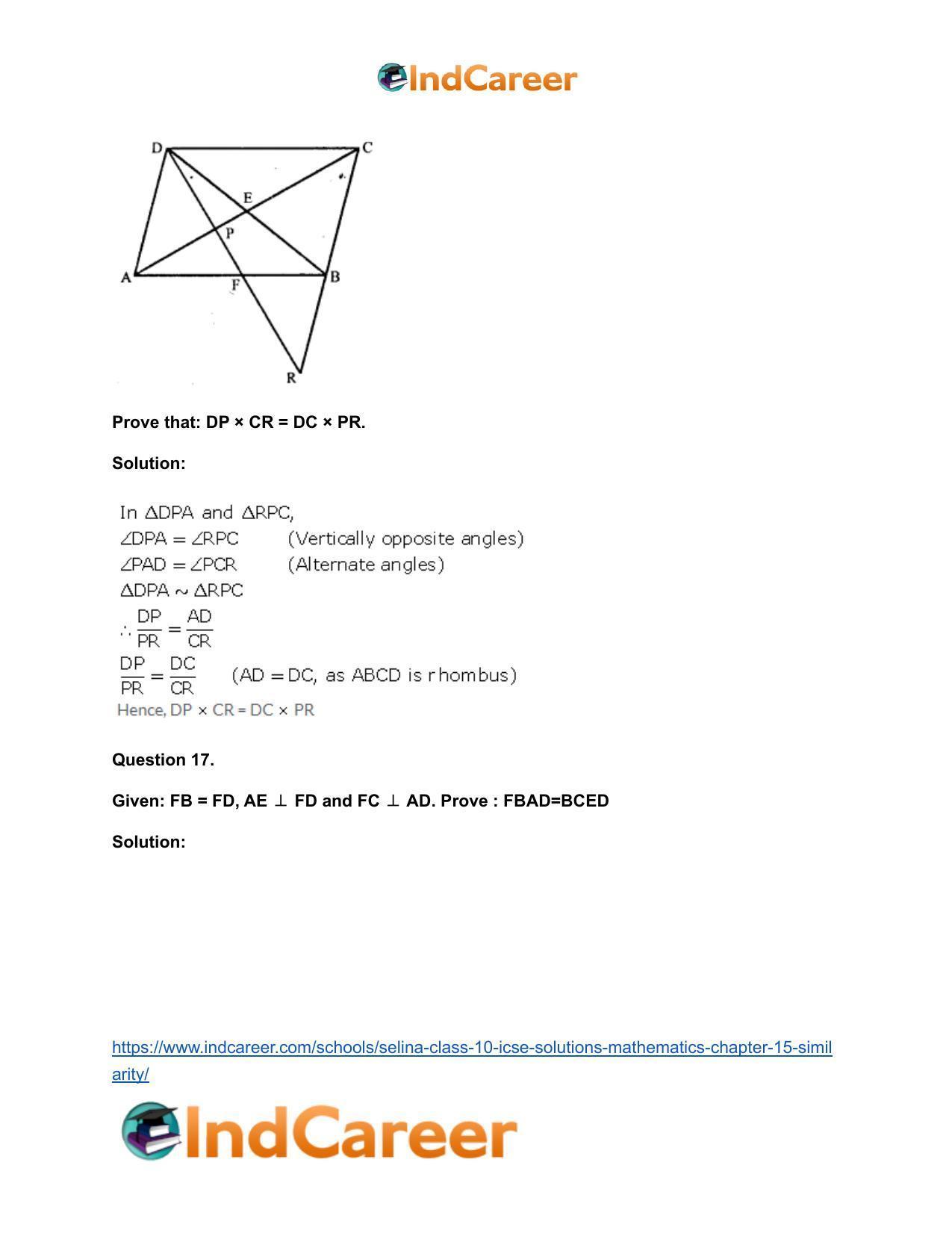 Selina Class 10 ICSE Solutions Mathematics : Chapter 15- Similarity - Page 21