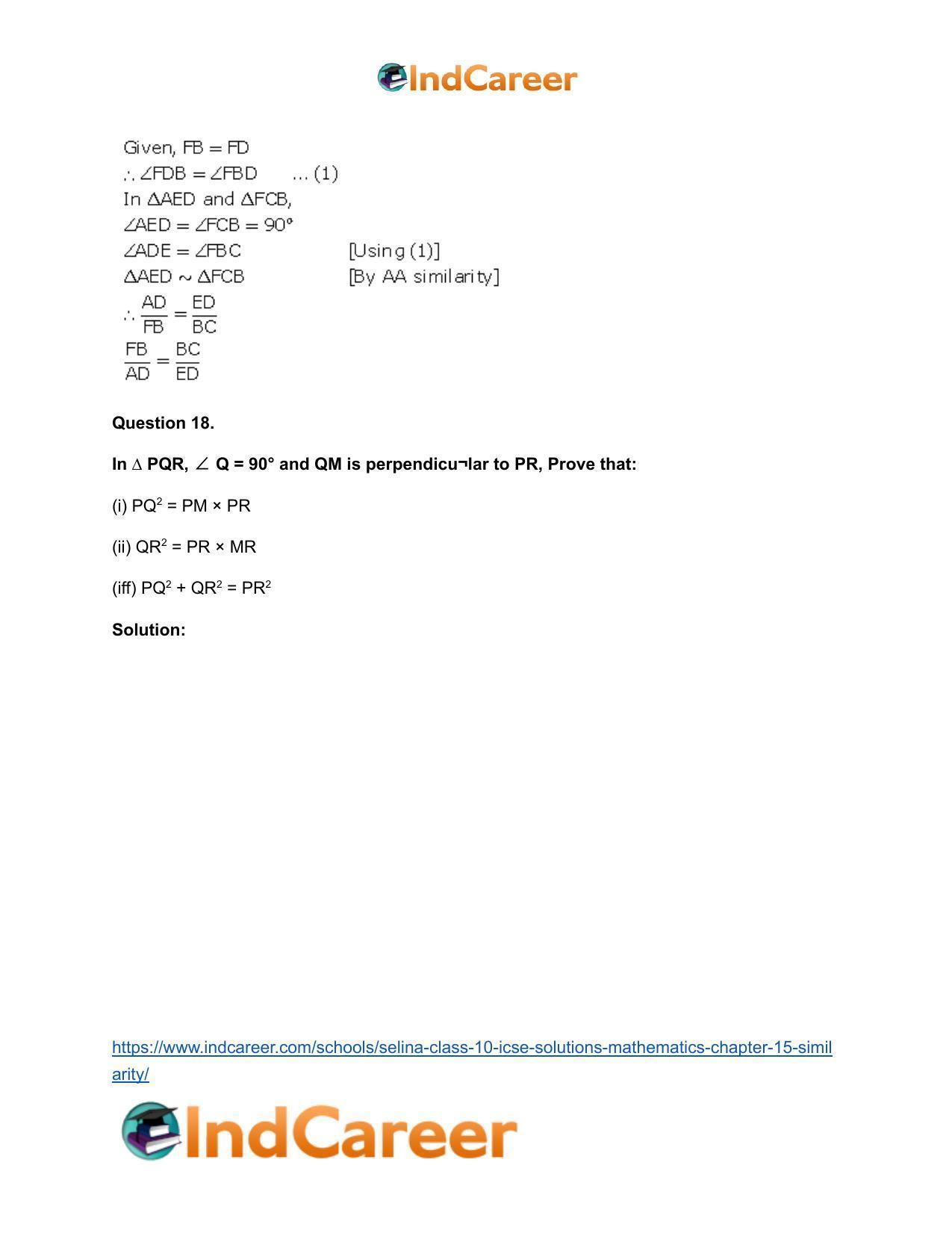 Selina Class 10 ICSE Solutions Mathematics : Chapter 15- Similarity - Page 22