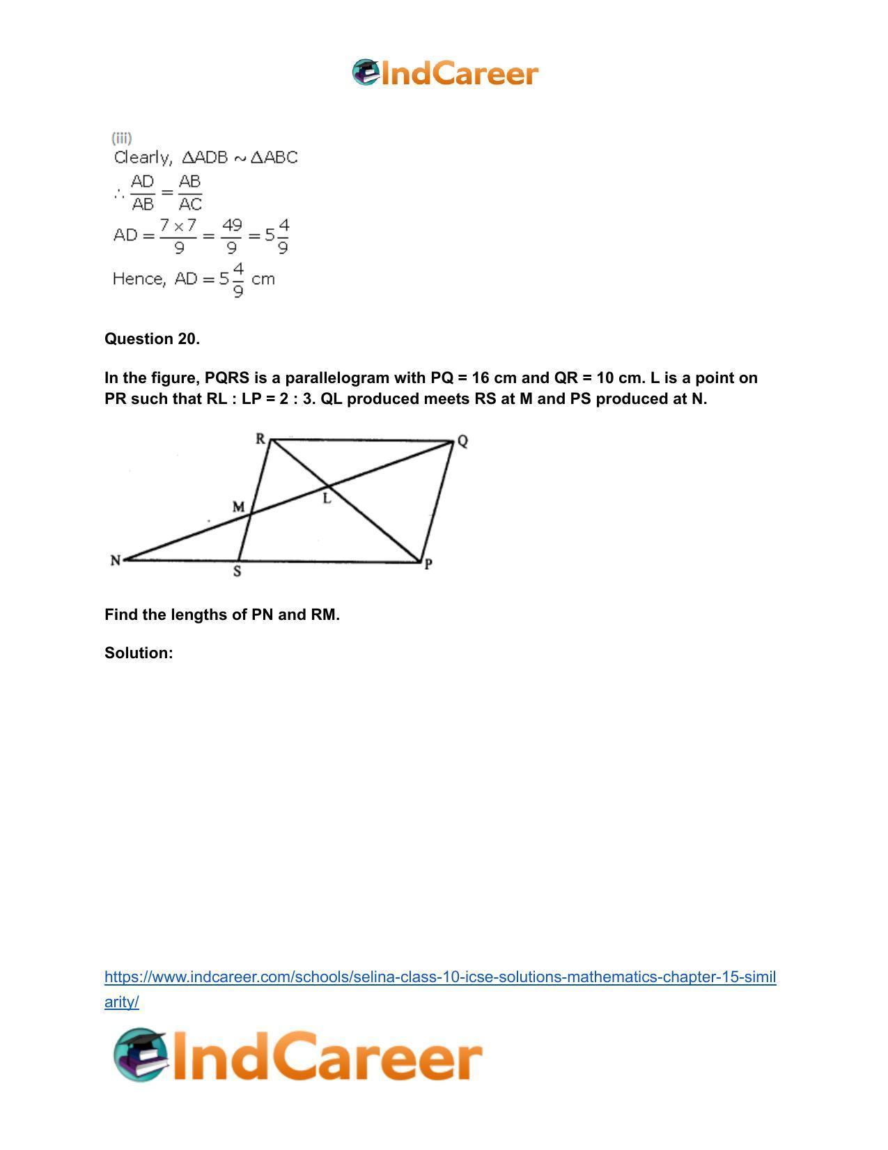 Selina Class 10 ICSE Solutions Mathematics : Chapter 15- Similarity - Page 25
