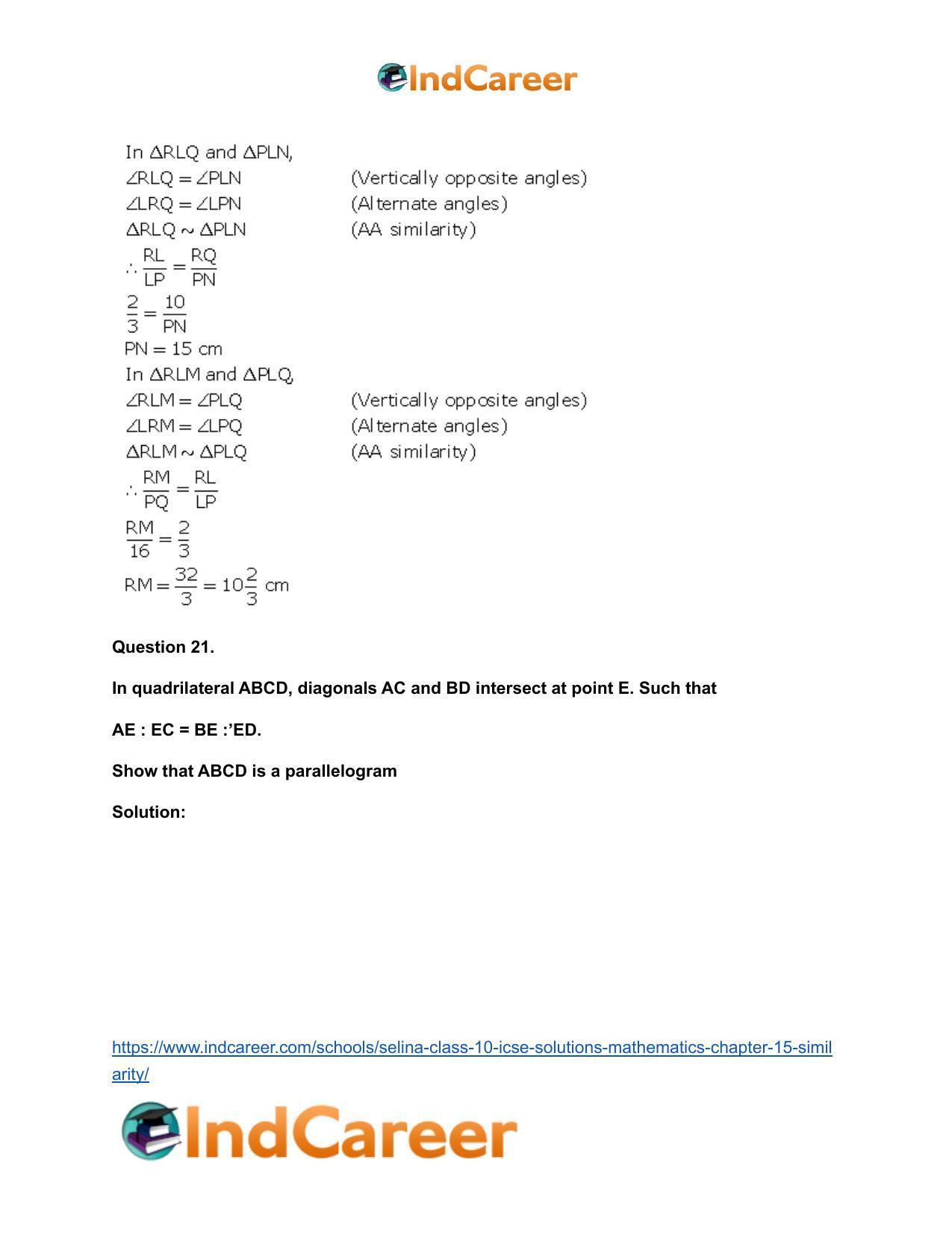 Selina Class 10 ICSE Solutions Mathematics : Chapter 15- Similarity - Page 26