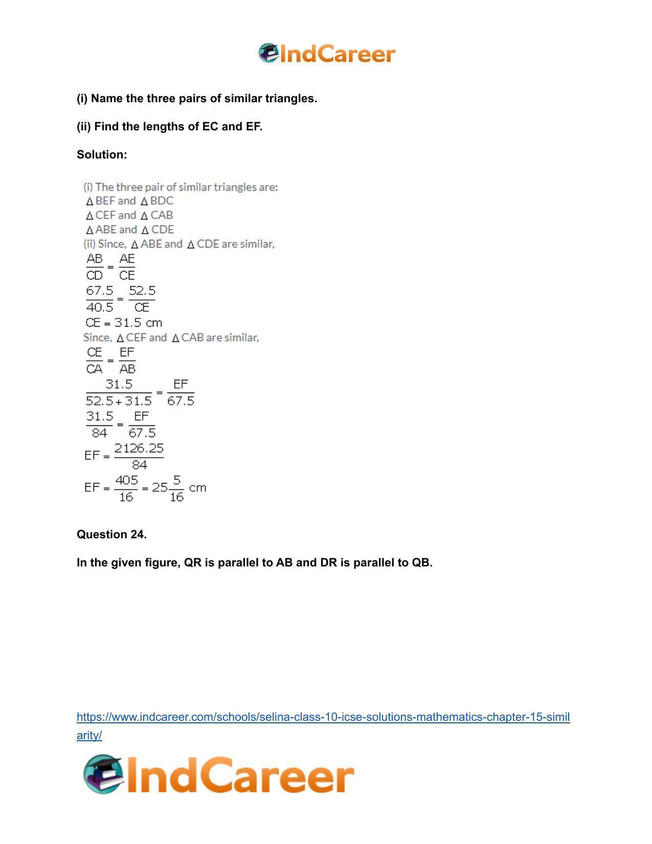 Selina Class 10 ICSE Solutions Mathematics : Chapter 15- Similarity - Page 29