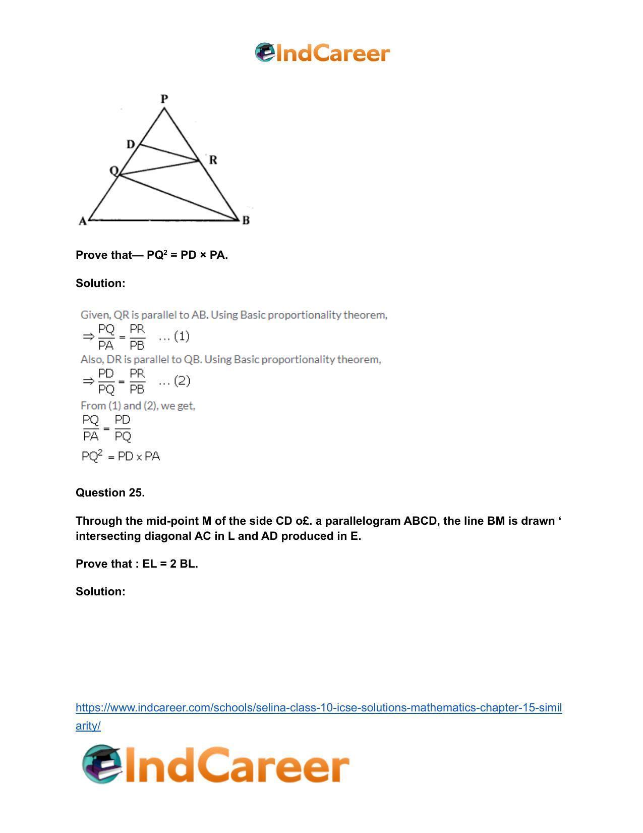 Selina Class 10 ICSE Solutions Mathematics : Chapter 15- Similarity - Page 30